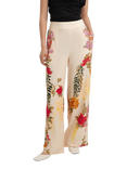 Raishma Nancy Floral Wide Leg Trousers, Cream