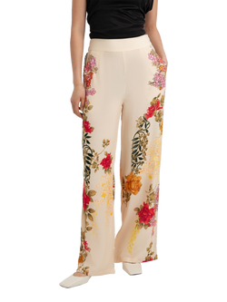 Raishma Nancy Floral Wide Leg Trousers, Cream - view 2, Cream