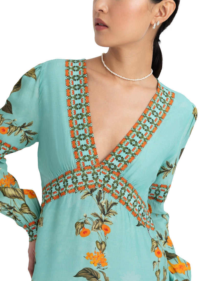 Product image 2 of 3, which shows Raishma Elsa Floral Dress, Blue, 8