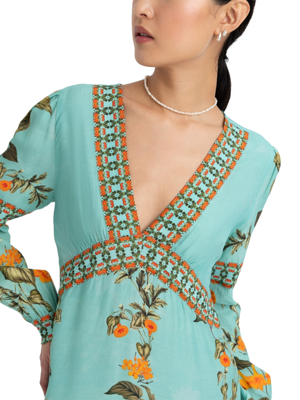 Raishma Elsa Floral Dress, Blue - view 2, Blue