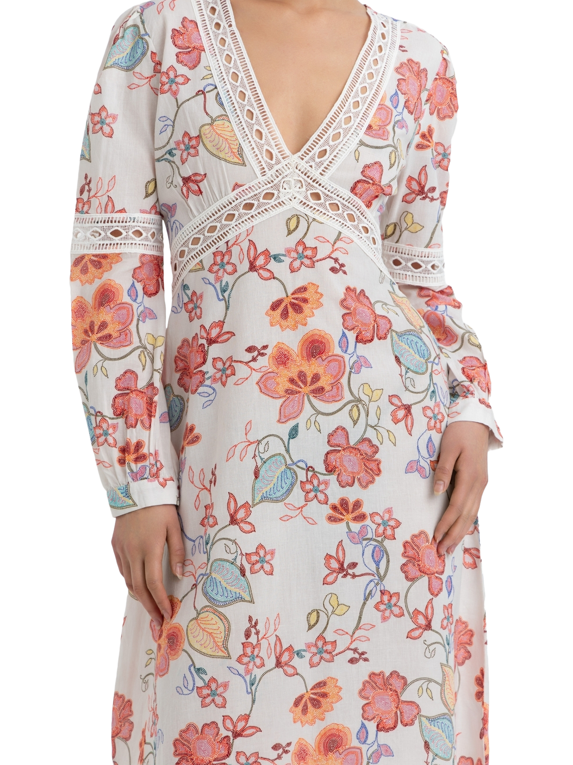 Product image 2 of 3, which shows Raishma Evelyn Floral Dress, White, 8