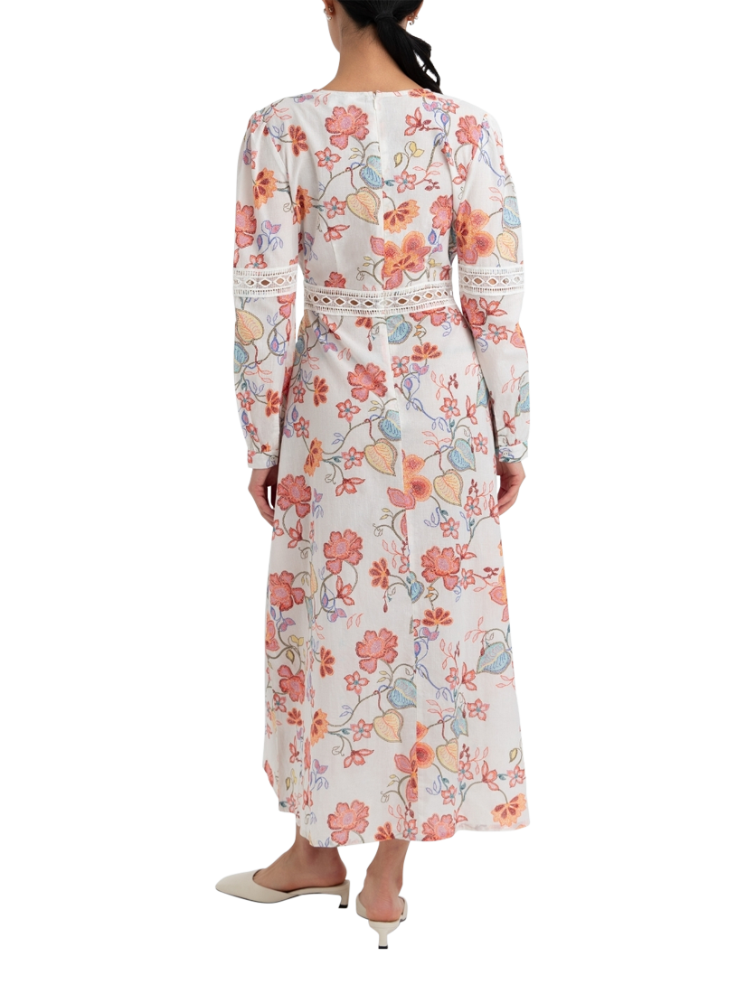 Product image 3 of 3, which shows Raishma Evelyn Floral Dress, White, 8