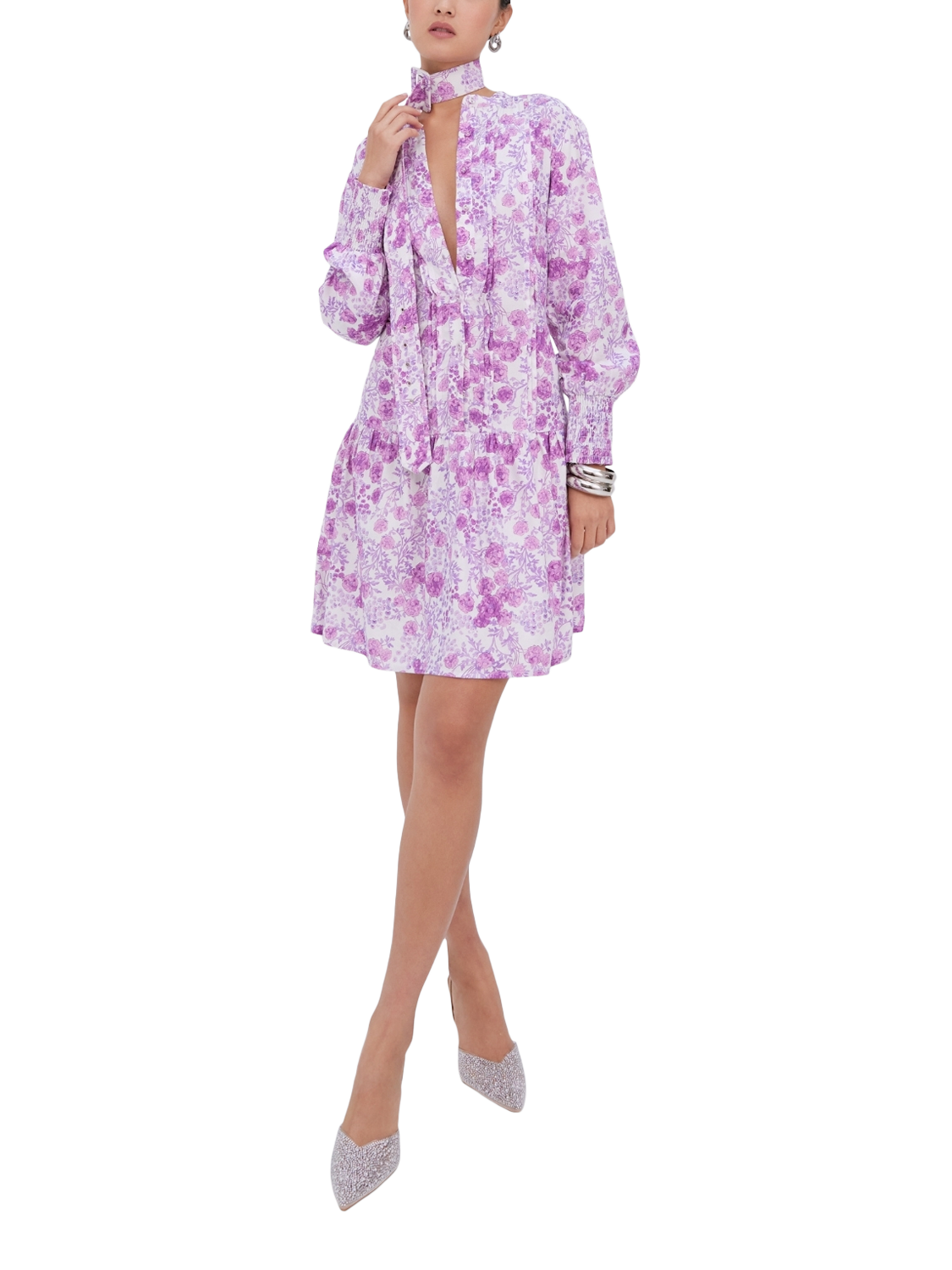 Product image 1 of 3, which shows Raishma Veronica Floral Dress, Lilac, 8