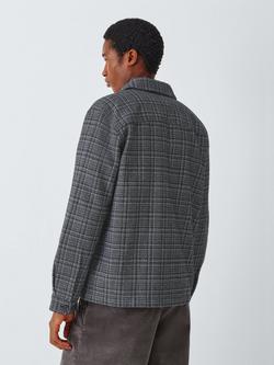 John Lewis Cotton Check Long Sleeve Zip Neck Boucle Shirt - view 2, Black