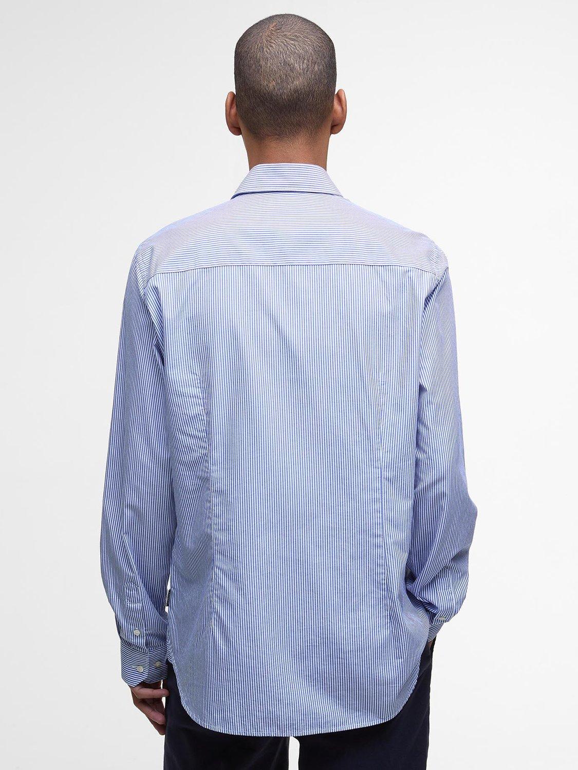 Product image 2 of 7, which shows Barbour Graham Cotton Stripe Long Sleeve Collar Shirt, Navy, L