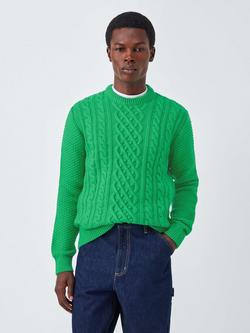 Barbour Tomorrow's Archive Conrad Wool Cable Knit Jumper, Green Bee, Green Bee