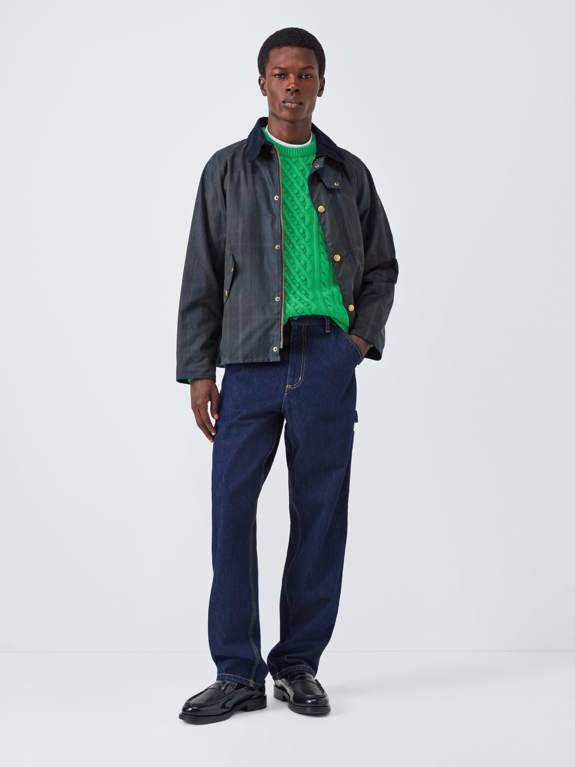 Product image 3 of 5, which shows Barbour Tomorrow's Archive Conrad Wool Cable Knit Jumper, Green Bee, M