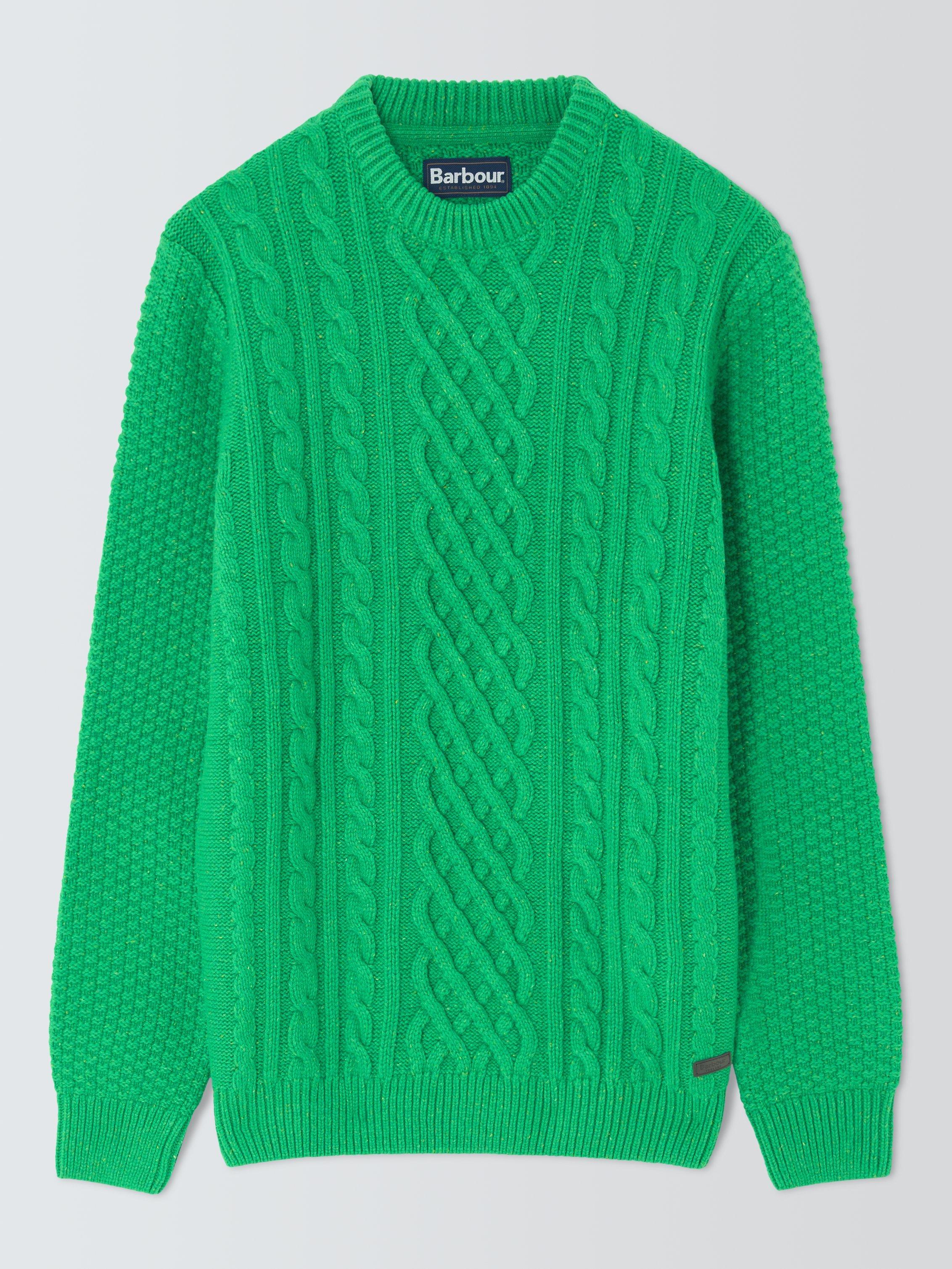 Product image 4 of 5, which shows Barbour Tomorrow's Archive Conrad Wool Cable Knit Jumper, Green Bee, M