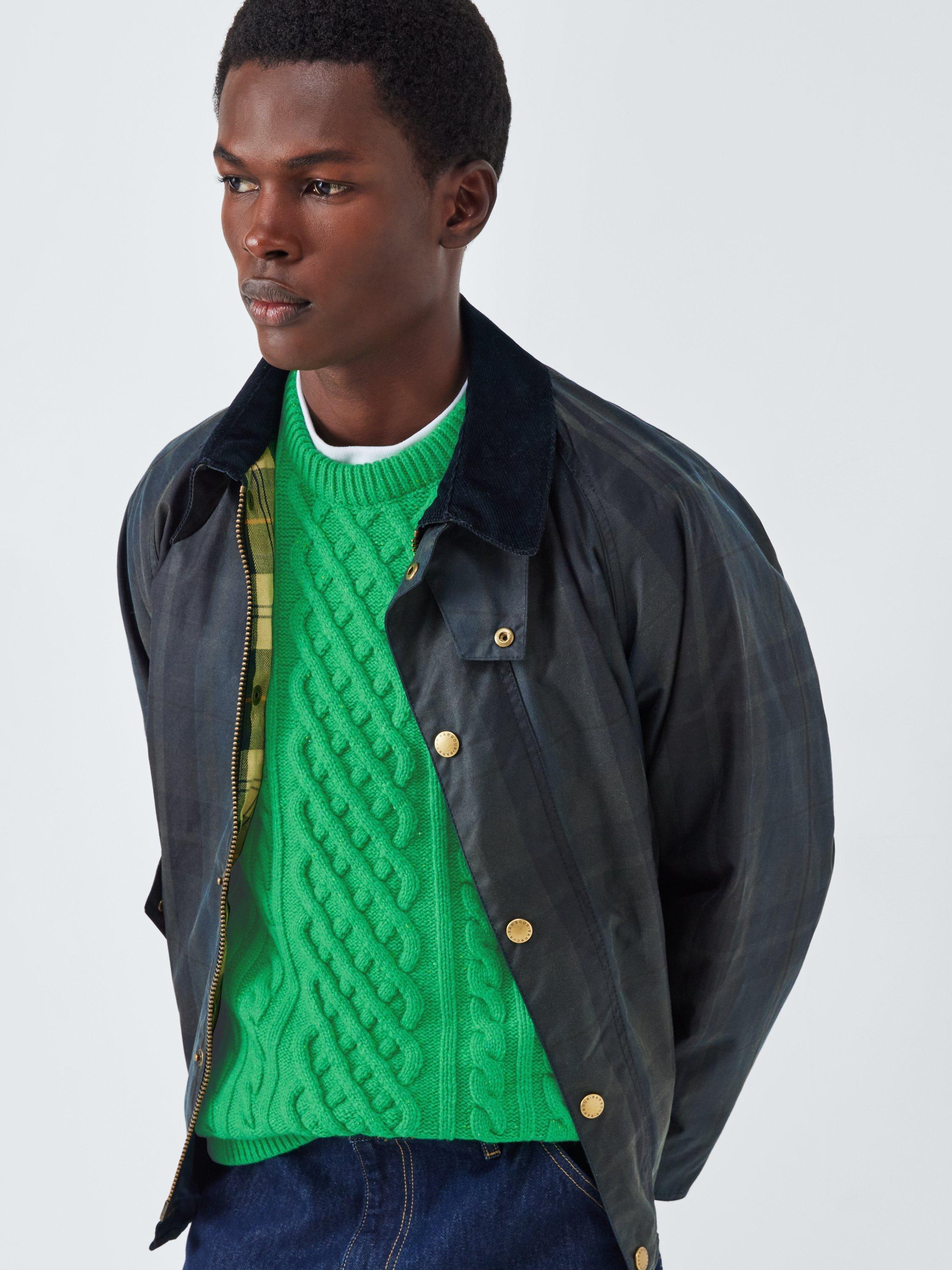 Product image 5 of 5, which shows Barbour Tomorrow's Archive Conrad Wool Cable Knit Jumper, Green Bee, M