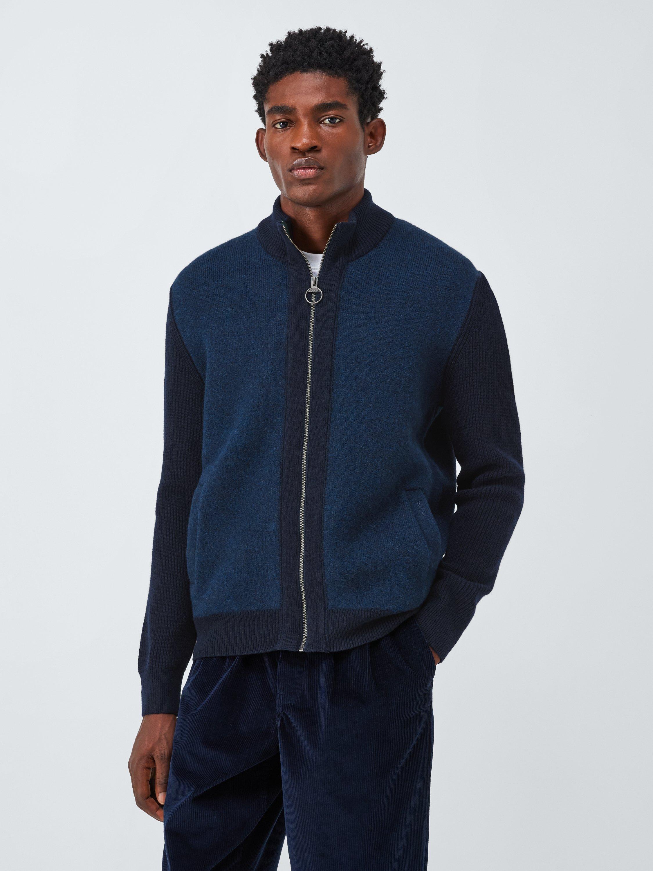 Product image 1 of 6, which shows Barbour Tomorrow's Archive Milburn Zip-Up Jumper, Navy, M