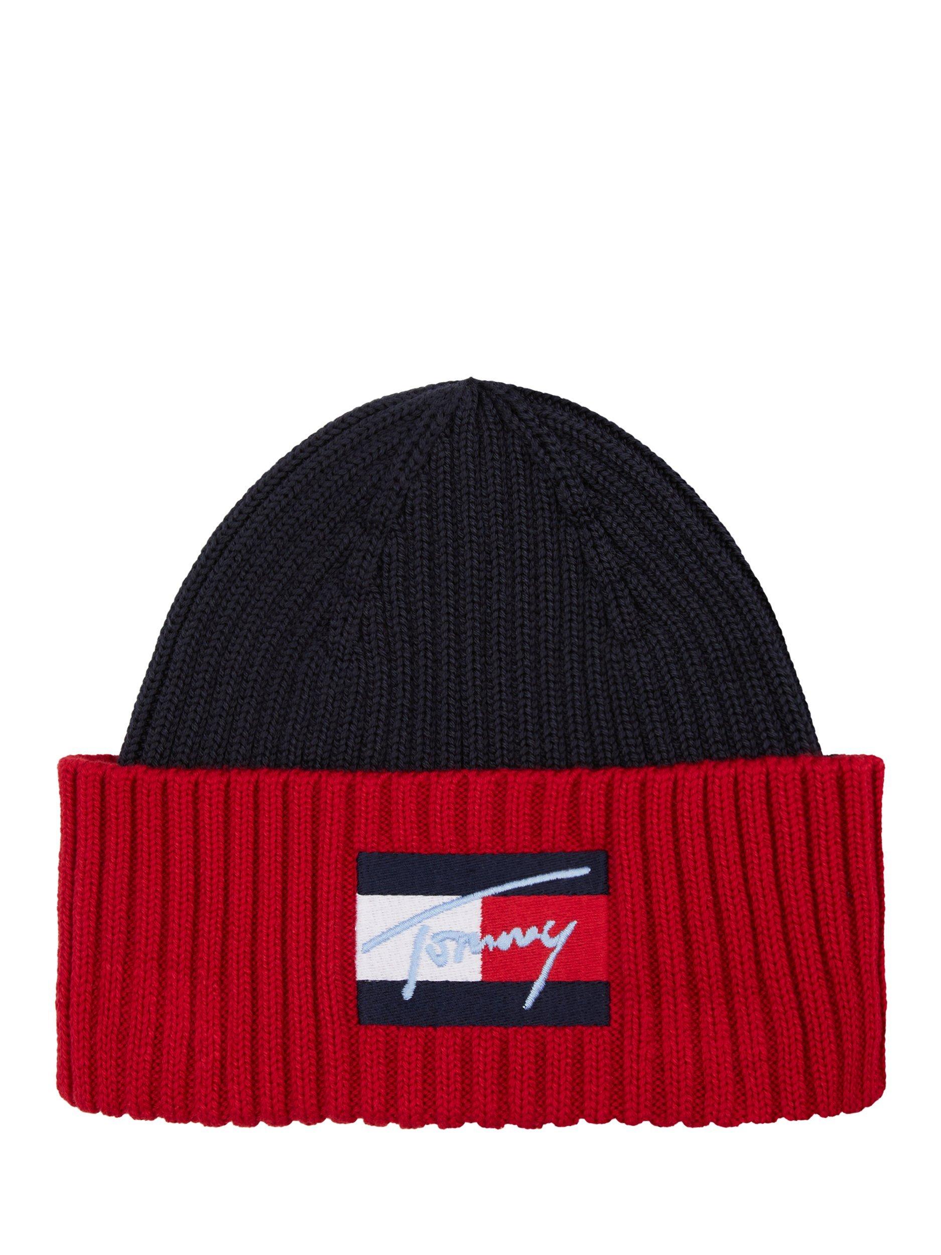 Product image 1 of 4, which shows Tommy Hilfiger Kids' Cotton Beanie Hat, Space Blue Clrblk, S-M