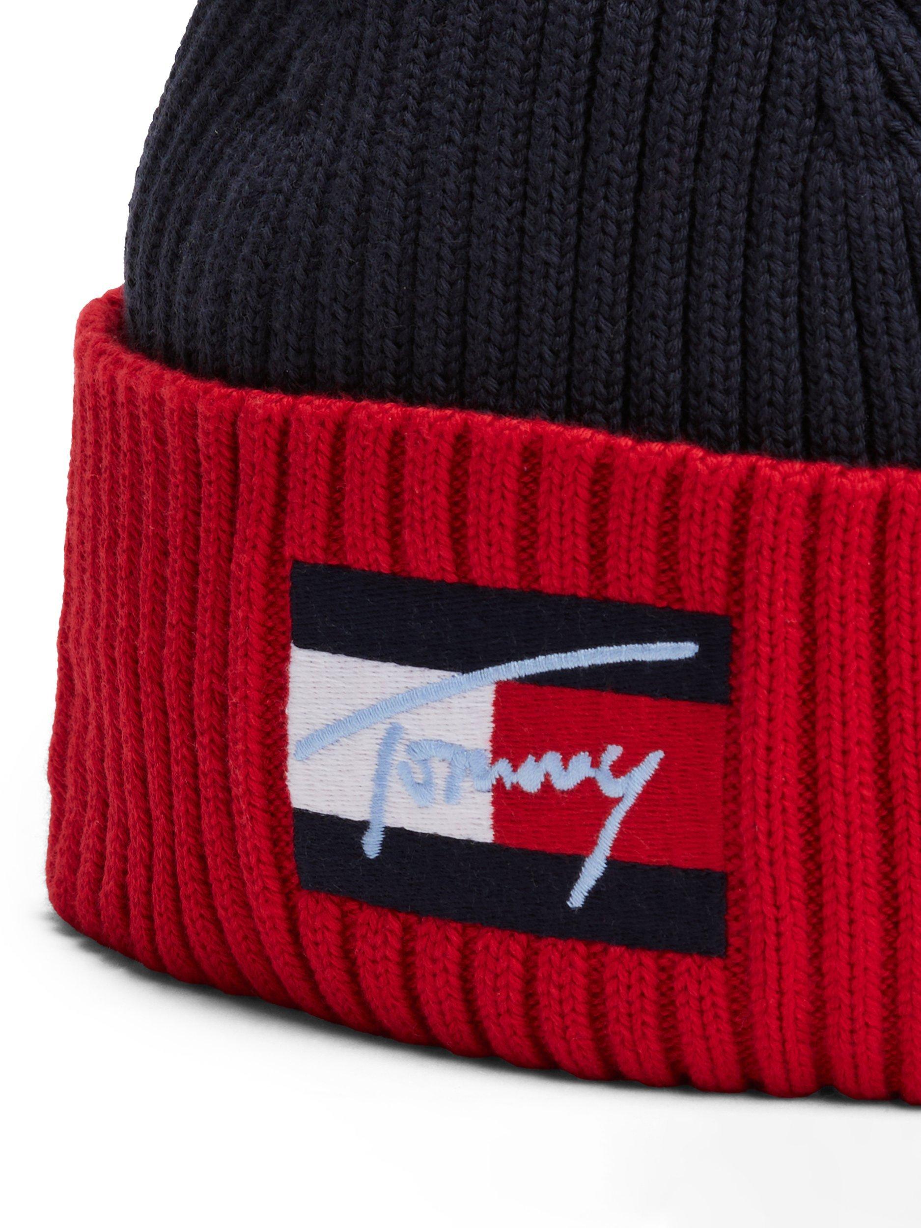Product image 3 of 4, which shows Tommy Hilfiger Kids' Cotton Beanie Hat, Space Blue Clrblk, S-M