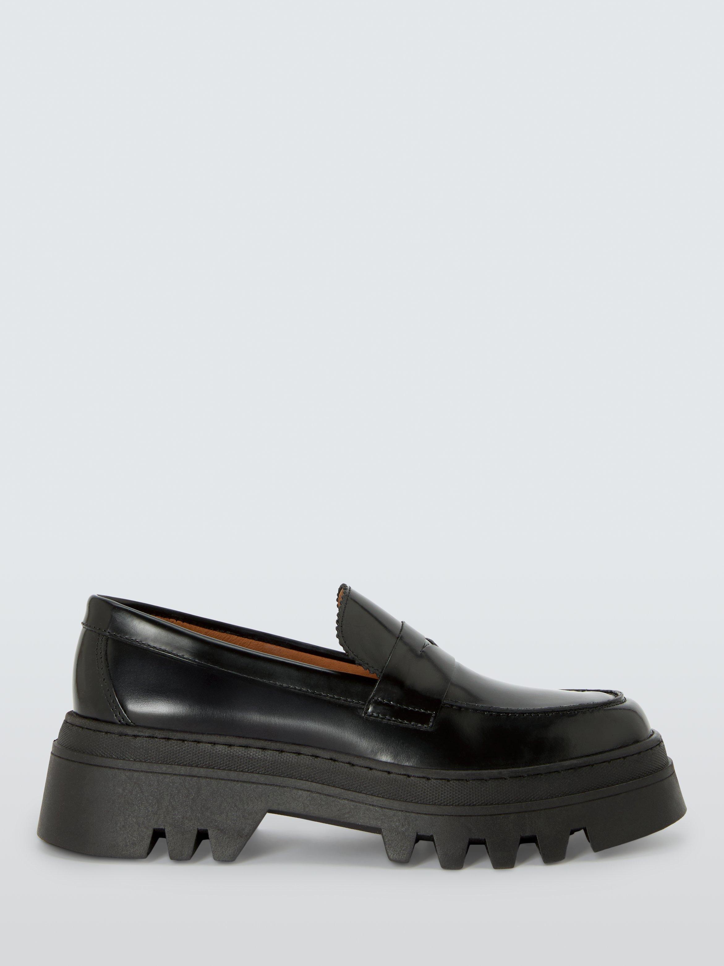 Product image 1 of 6, which shows John Lewis Gene Leather Chunky Cleated Loafers, Black, 8