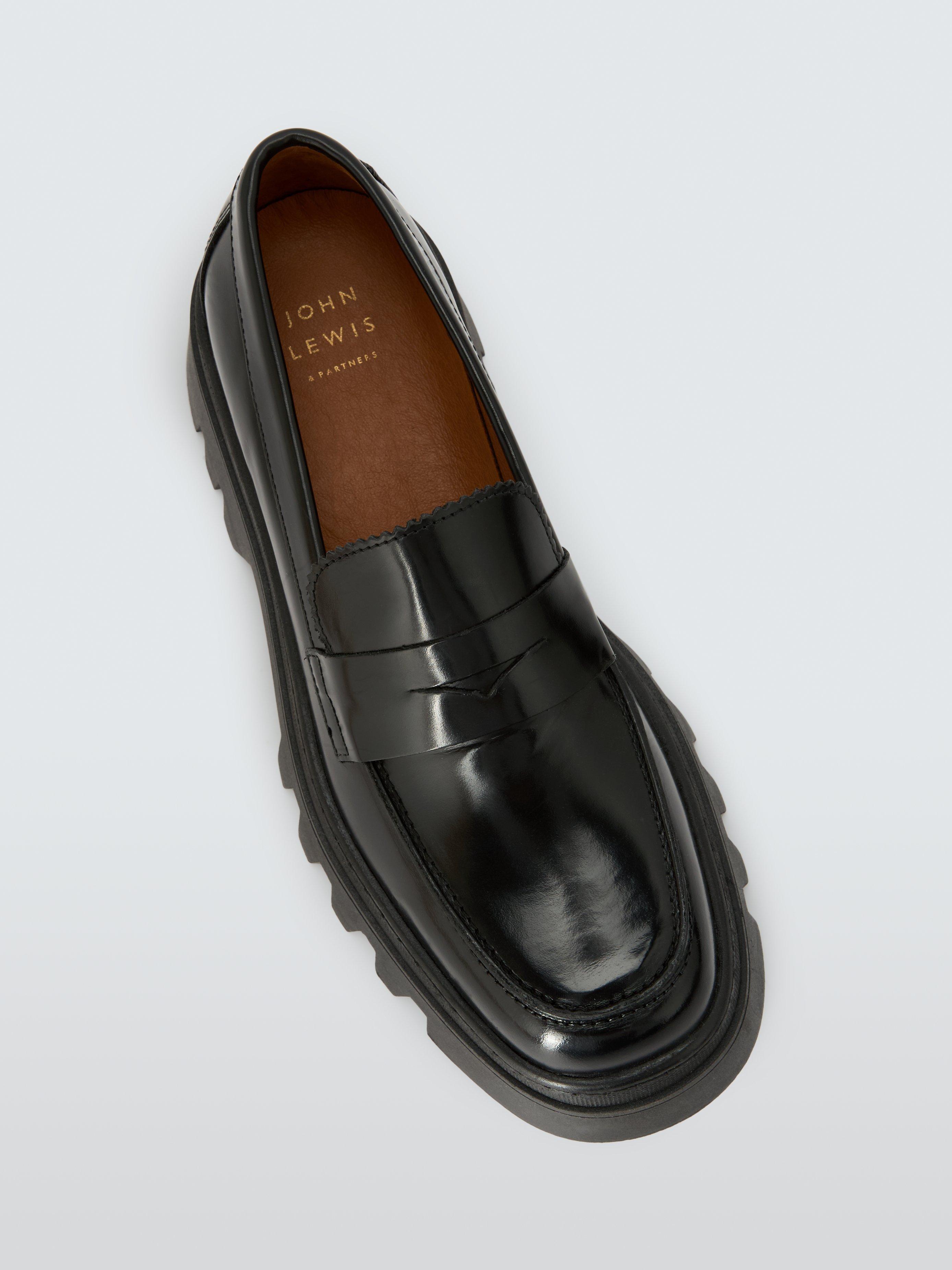 Product image 5 of 6, which shows John Lewis Gene Leather Chunky Cleated Loafers, Black, 8