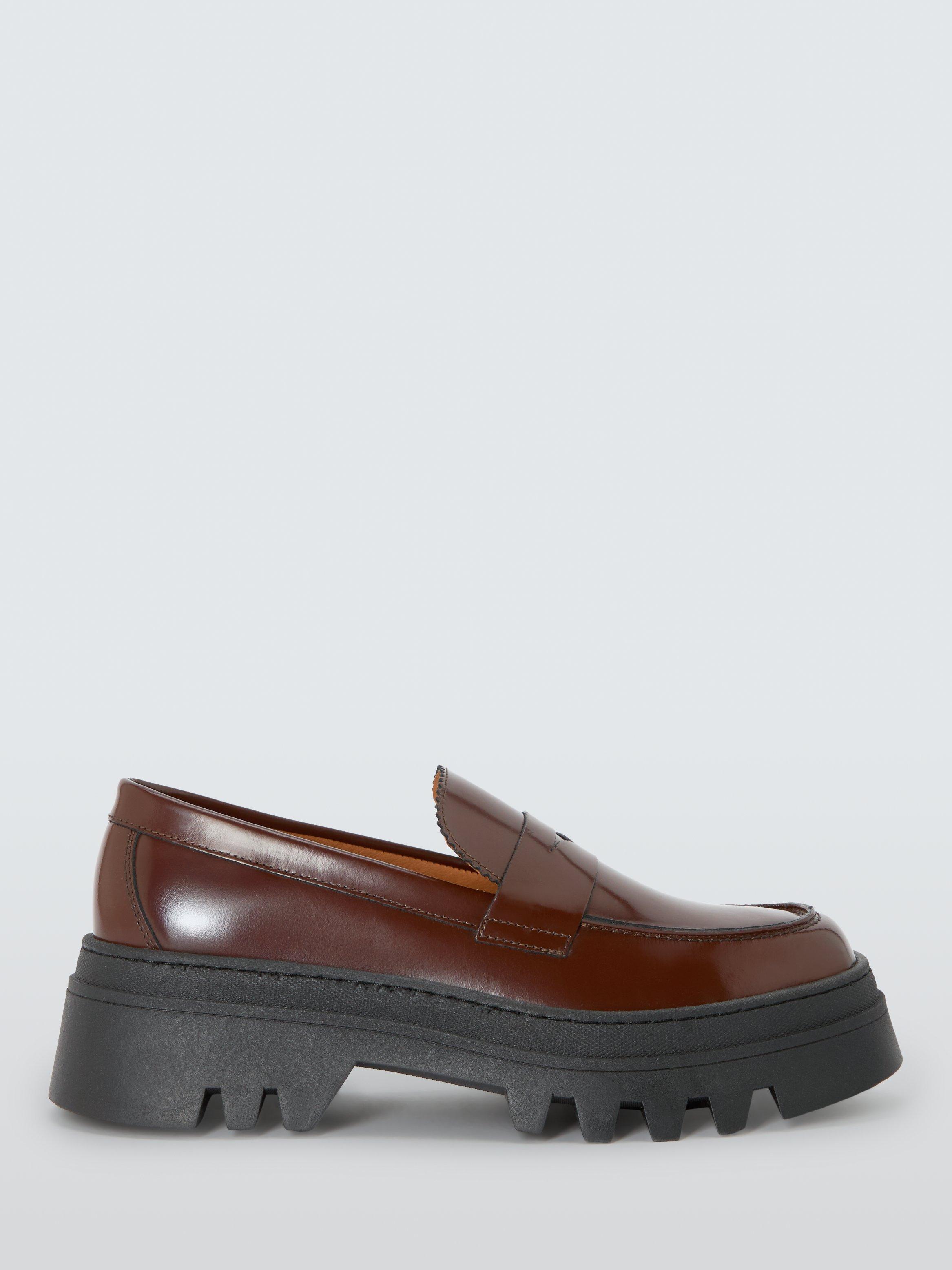 Product image 1 of 6, which shows John Lewis Gene Leather Chunky Cleated Loafers, Brown, 6