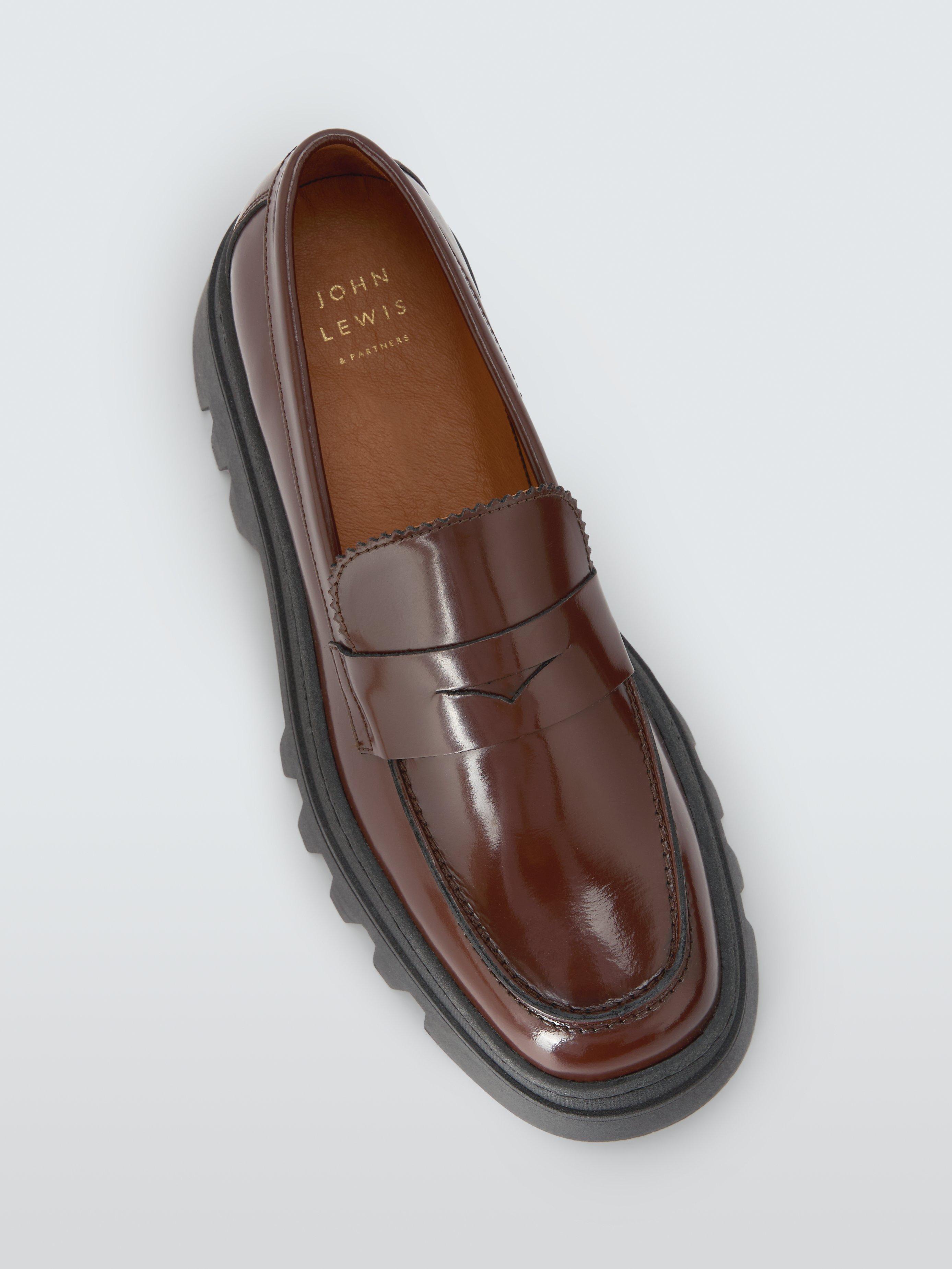 Product image 5 of 6, which shows John Lewis Gene Leather Chunky Cleated Loafers, Brown, 6