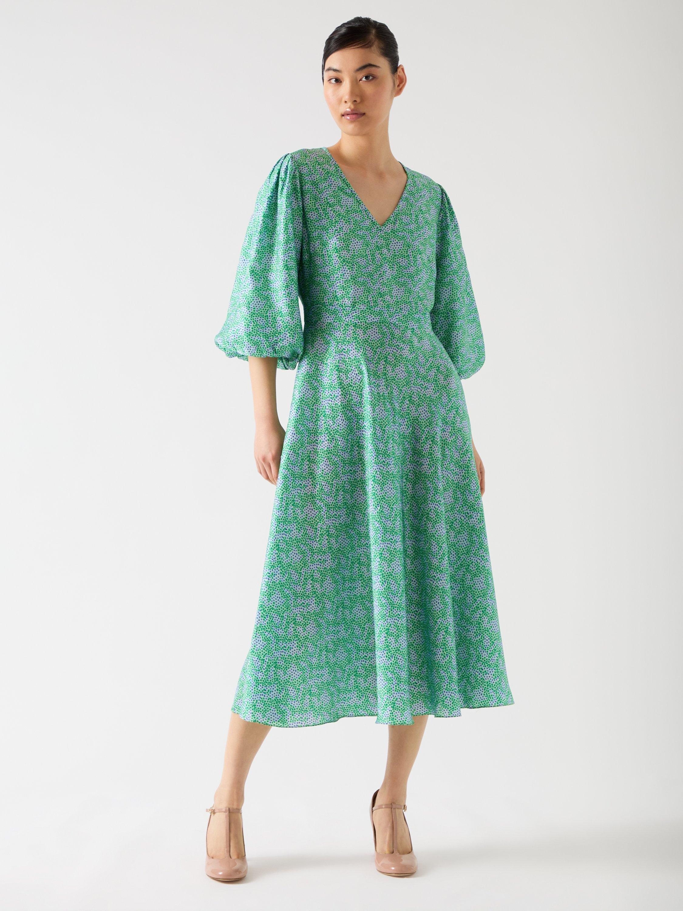 Product image 1 of 4, which shows L.K.Bennett Lola Blossom Floral Dress, Green/Multi, 6