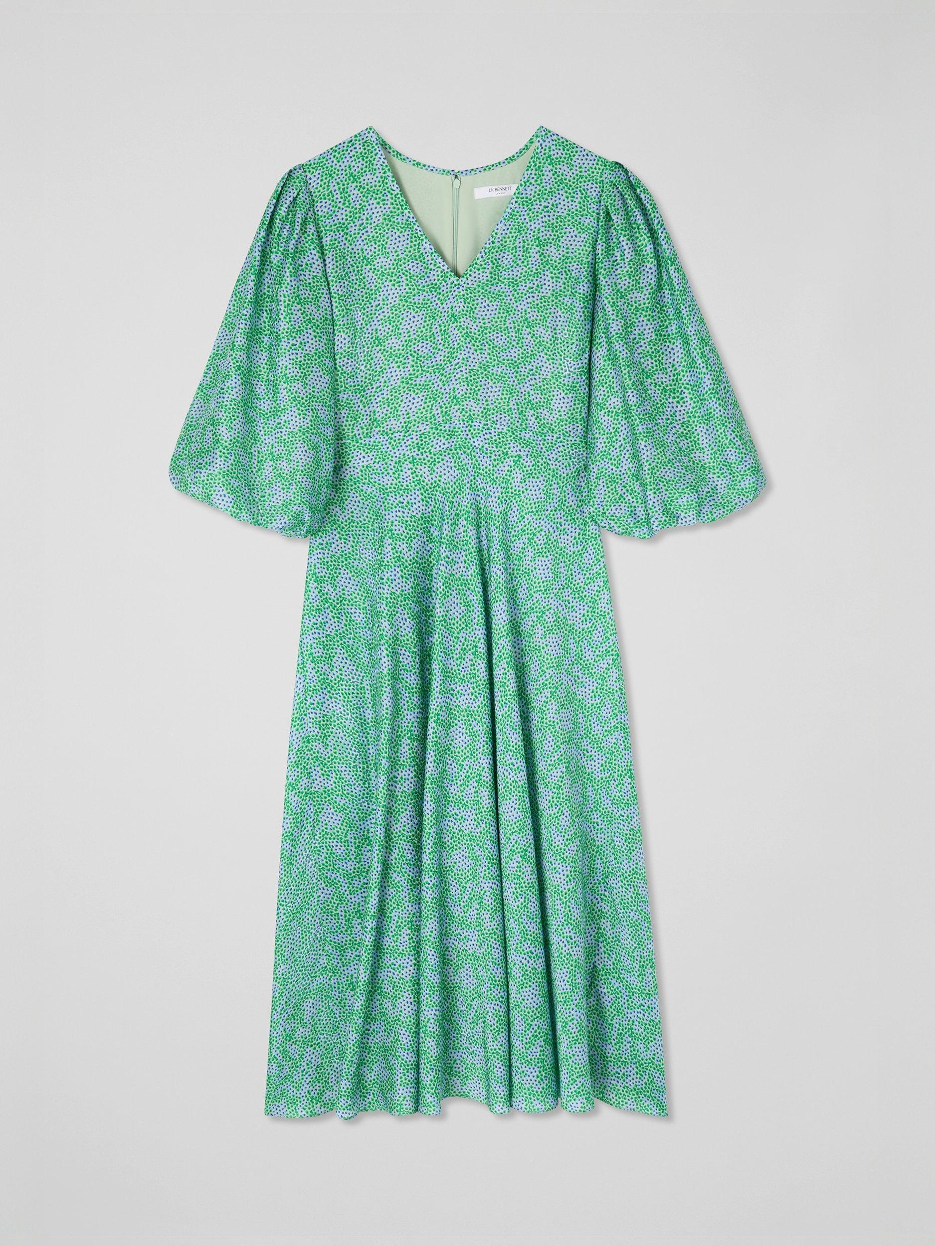 Product image 4 of 4, which shows L.K.Bennett Lola Blossom Floral Dress, Green/Multi, 6