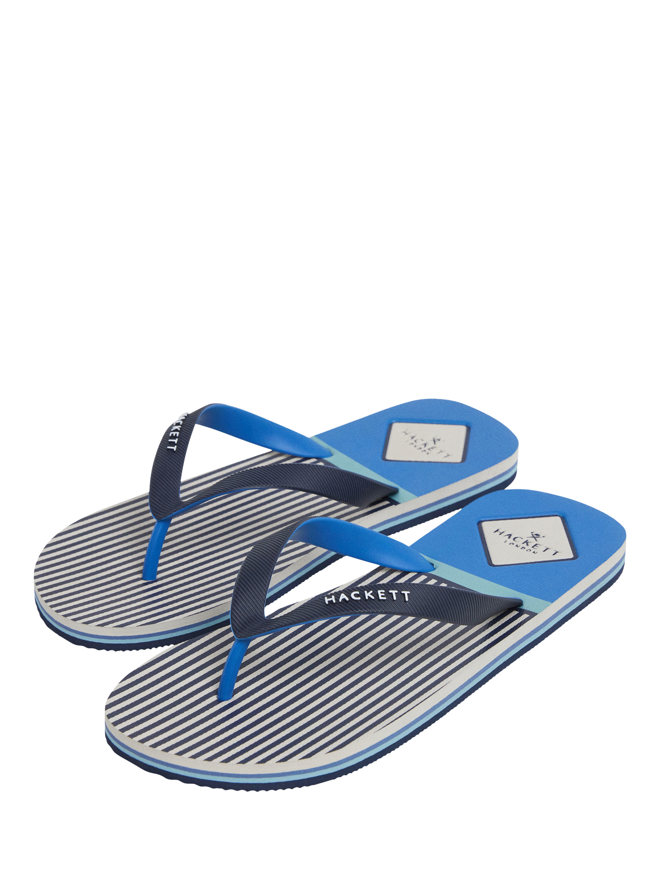 Product image 2 of 6, which shows Hackett London Logo Stripe Flip Flops, Navy, 6