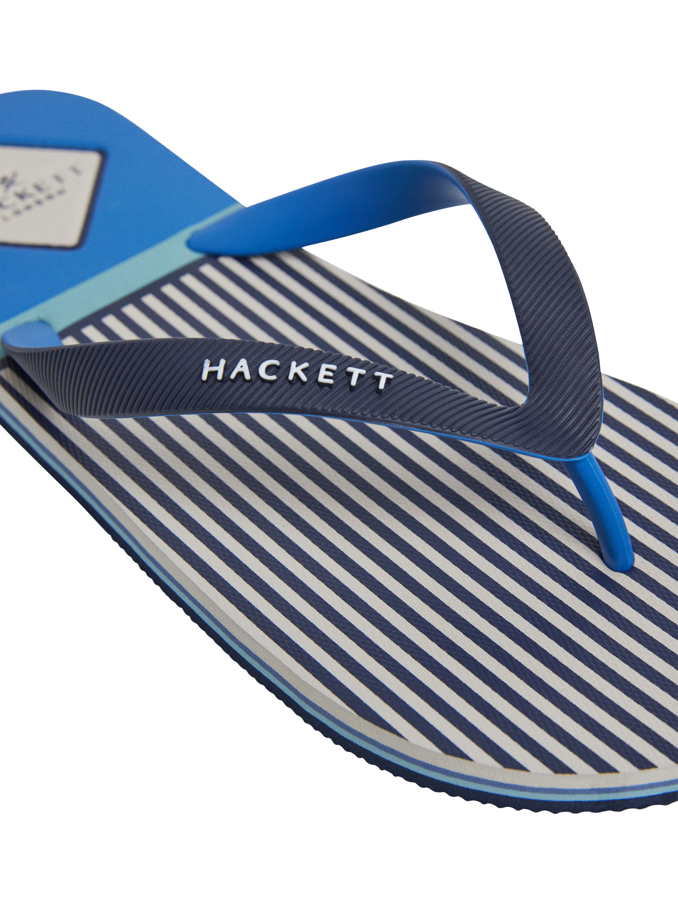 Product image 5 of 6, which shows Hackett London Logo Stripe Flip Flops, Navy, 6