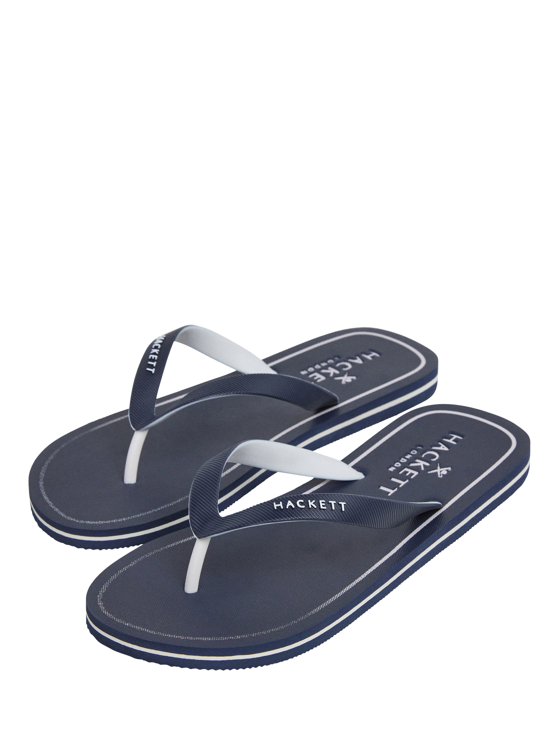Product image 2 of 6, which shows Hackett London Logo Flip Flops, Navy, 11