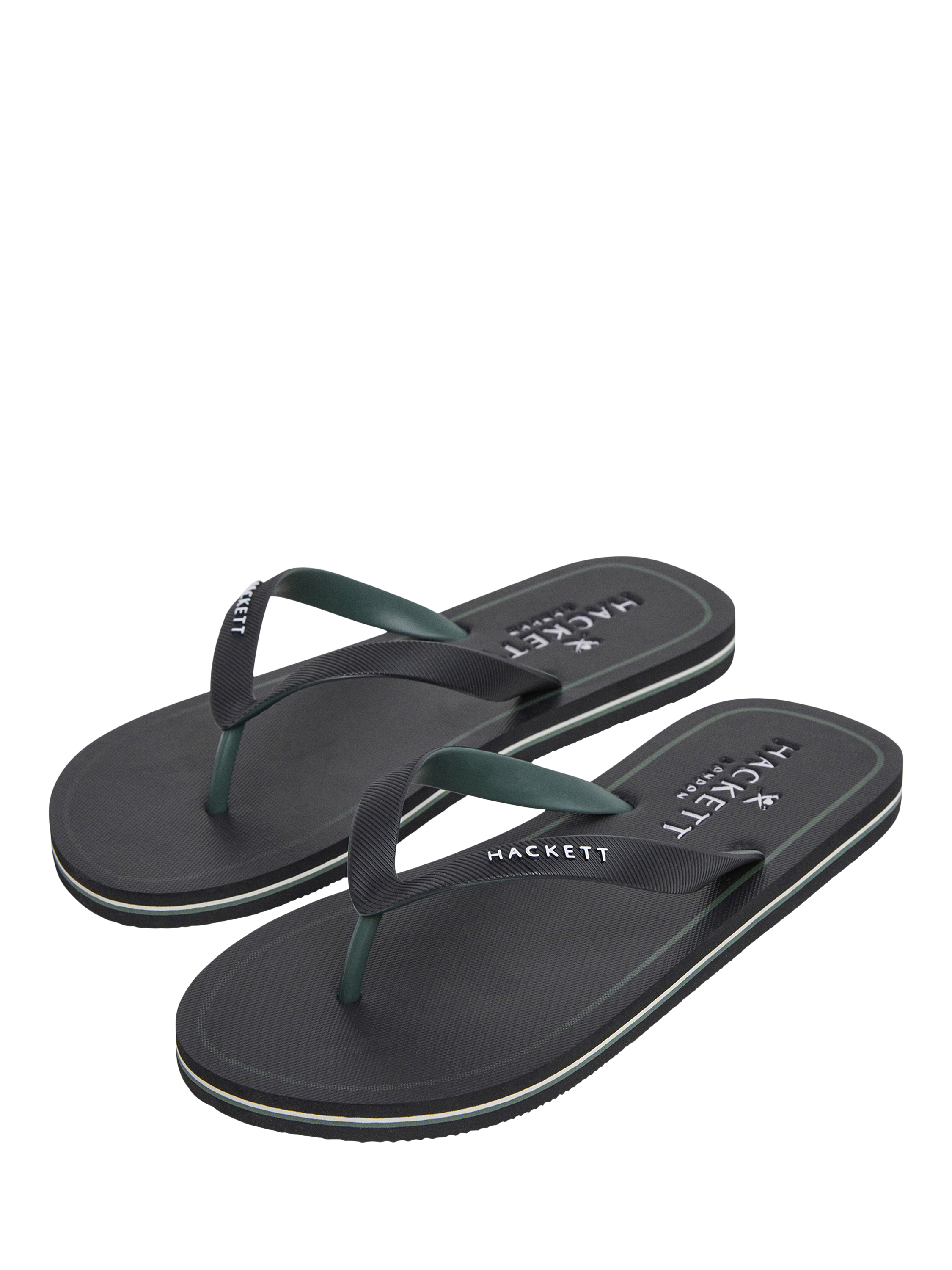 Product image 2 of 5, which shows Hackett London Logo Flip Flops, Black, 11