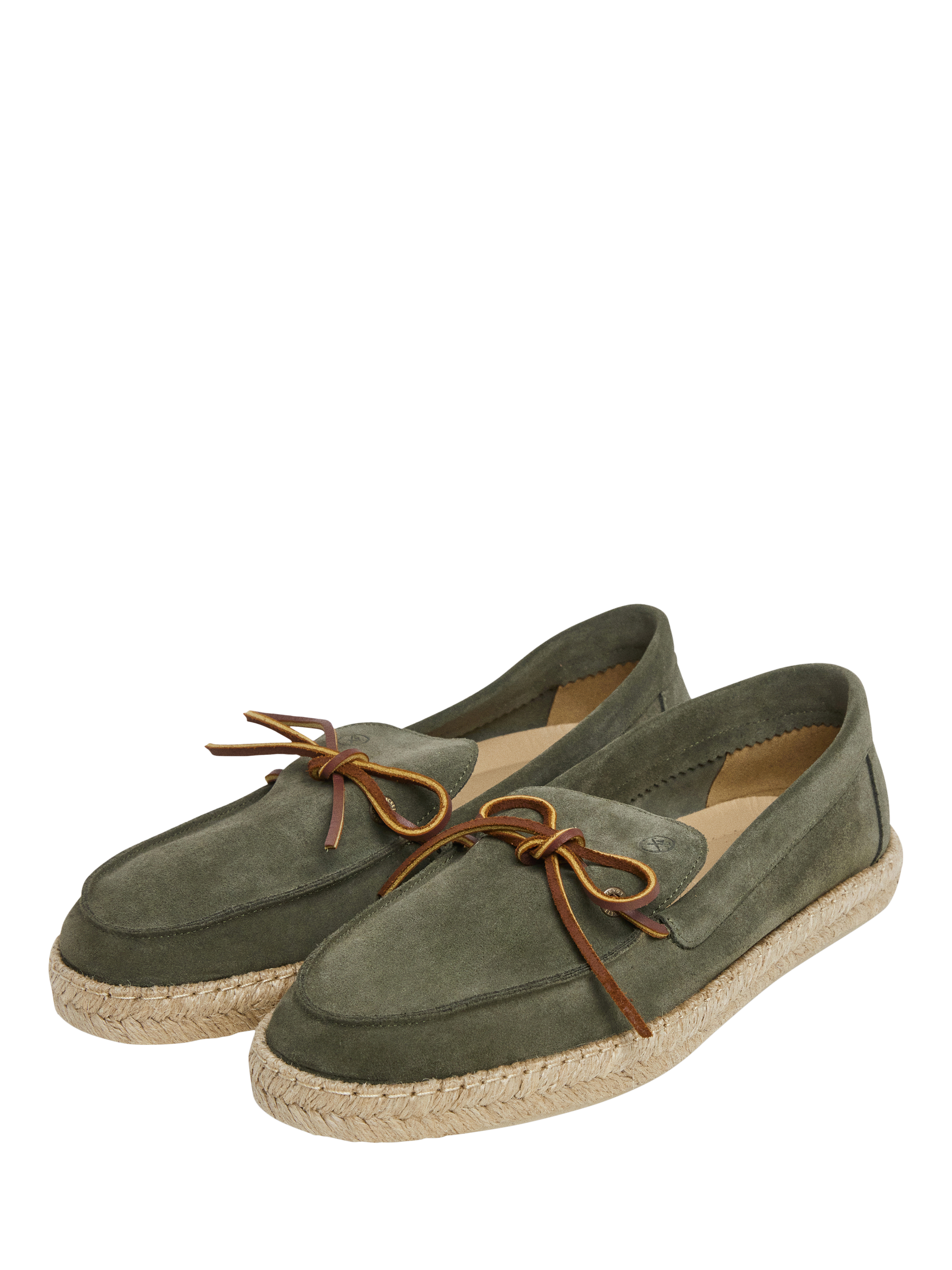 Product image 2 of 6, which shows Hackett London Suede Lace Up Espadrille Shoes, Safari Green, 11