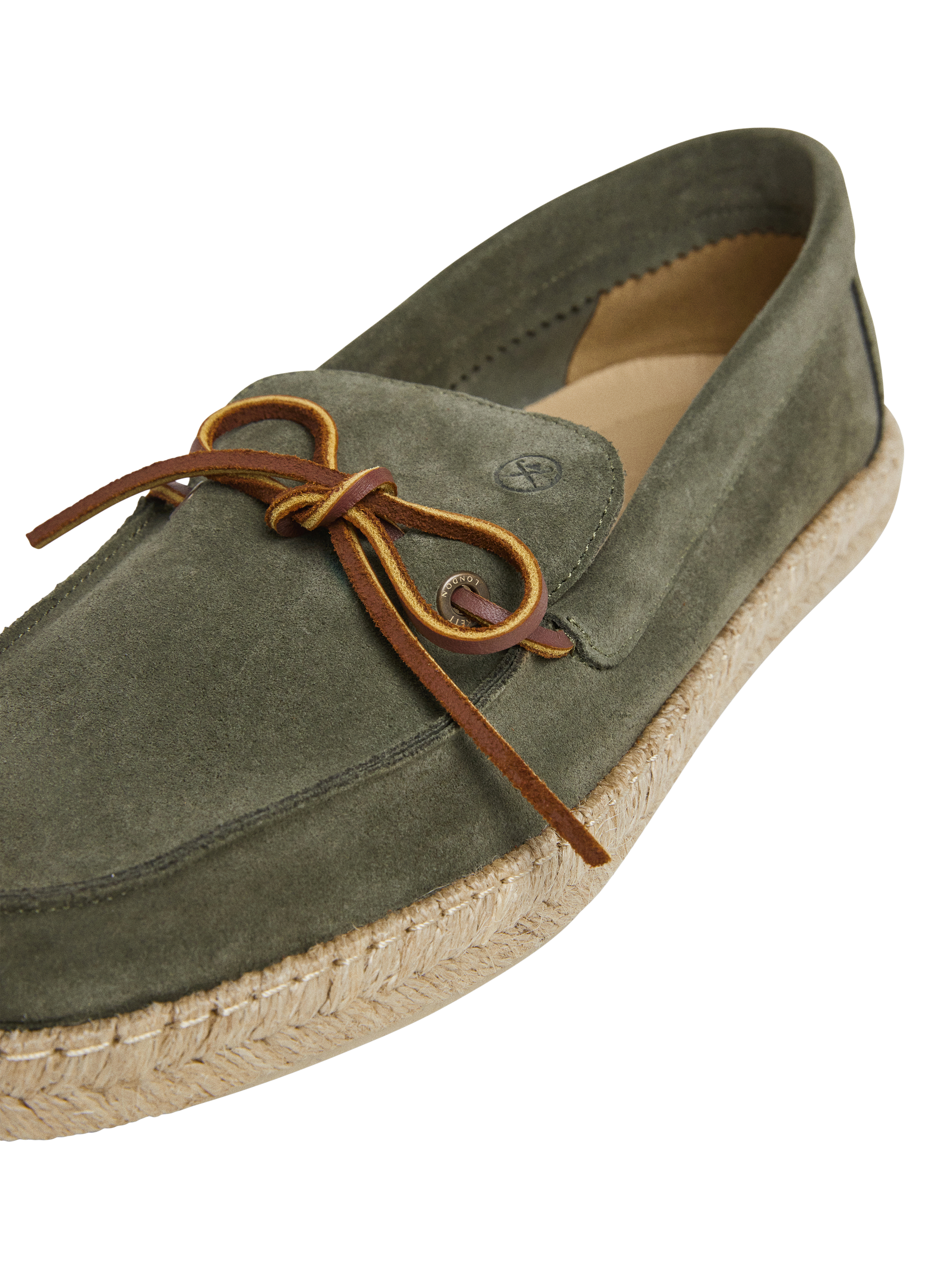 Product image 5 of 6, which shows Hackett London Suede Lace Up Espadrille Shoes, Safari Green, 11
