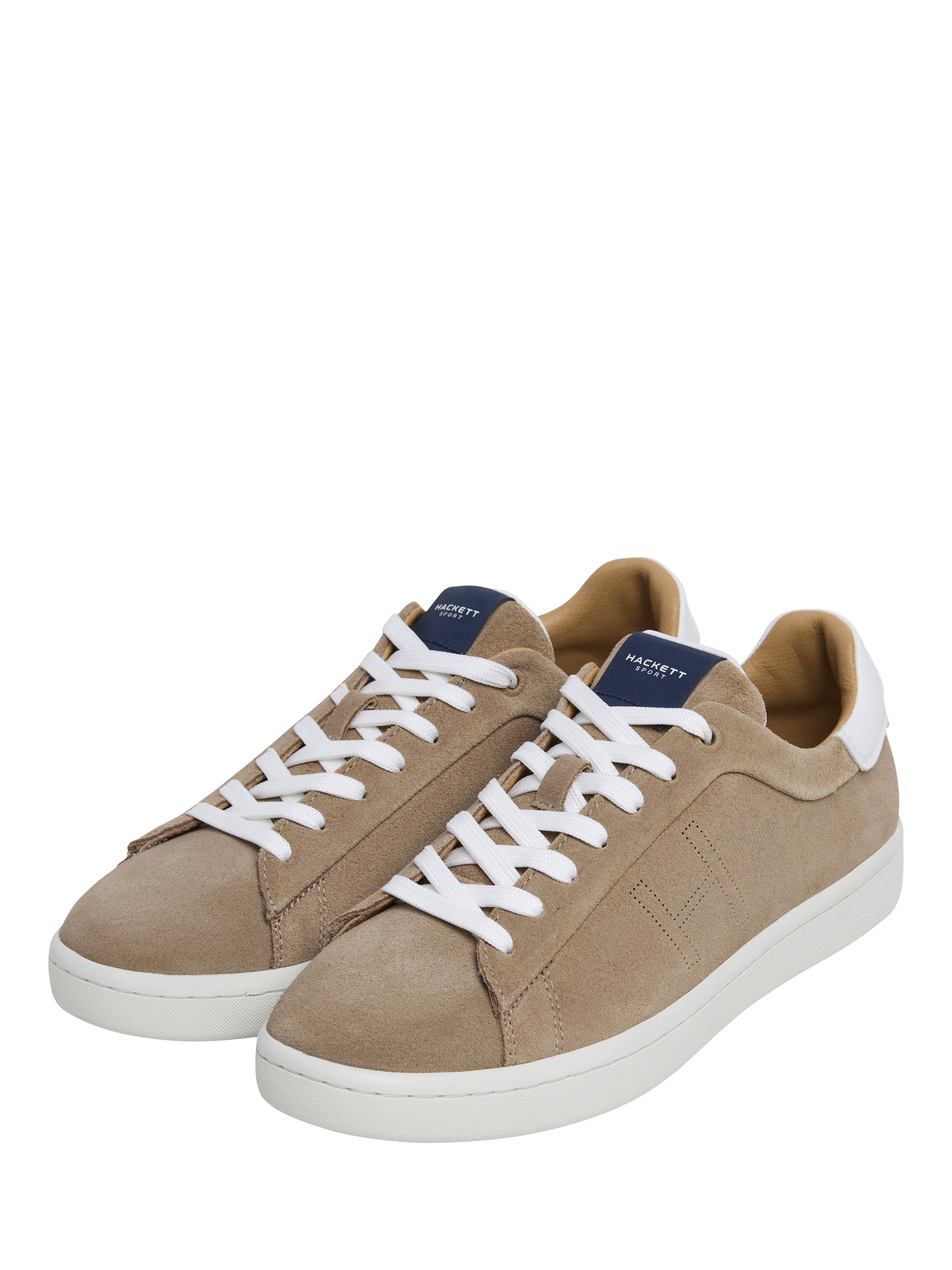 Product image 2 of 6, which shows Hackett London Bond Soft Suede Trainers, Sand Beige, 6