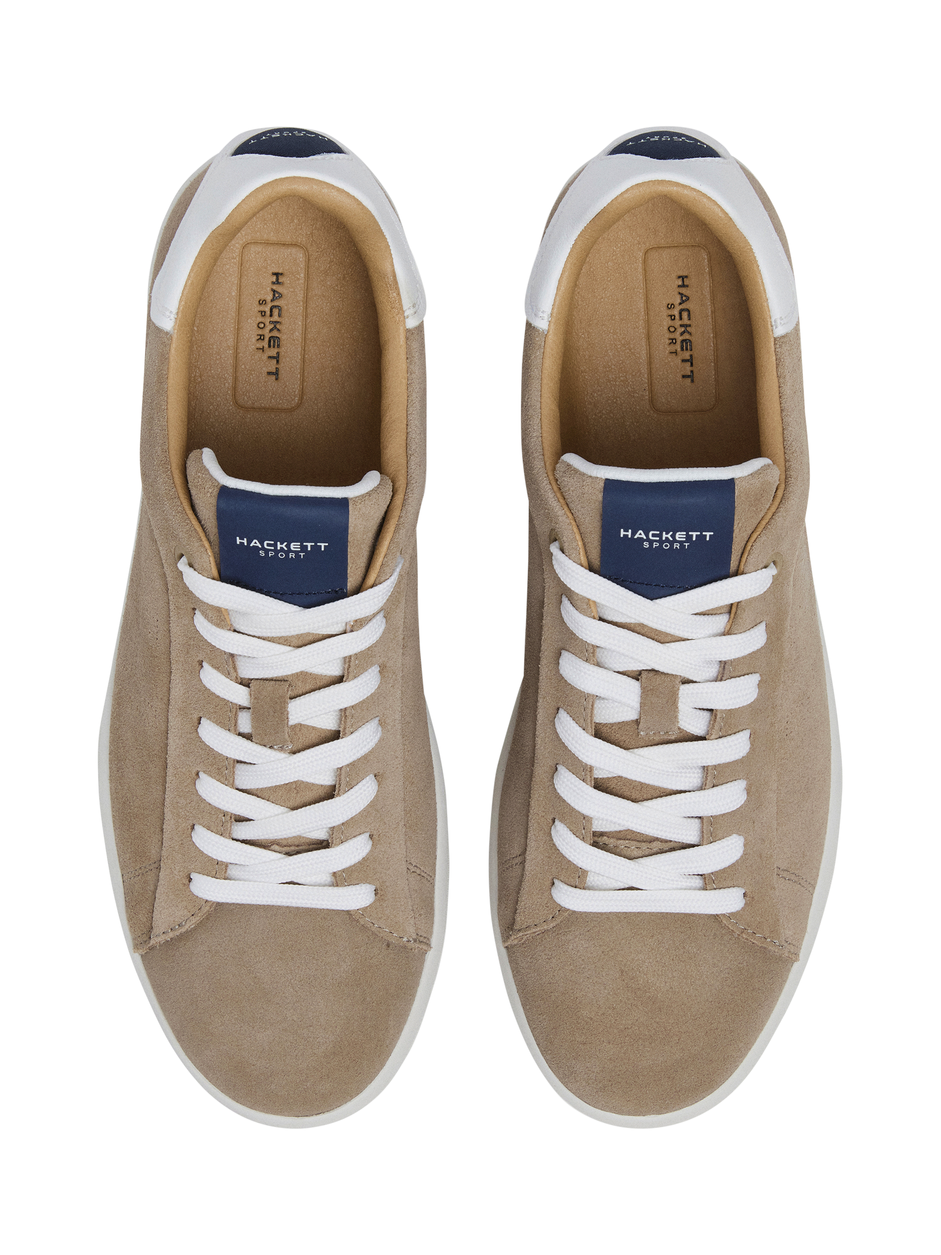 Product image 3 of 6, which shows Hackett London Bond Soft Suede Trainers, Sand Beige, 6
