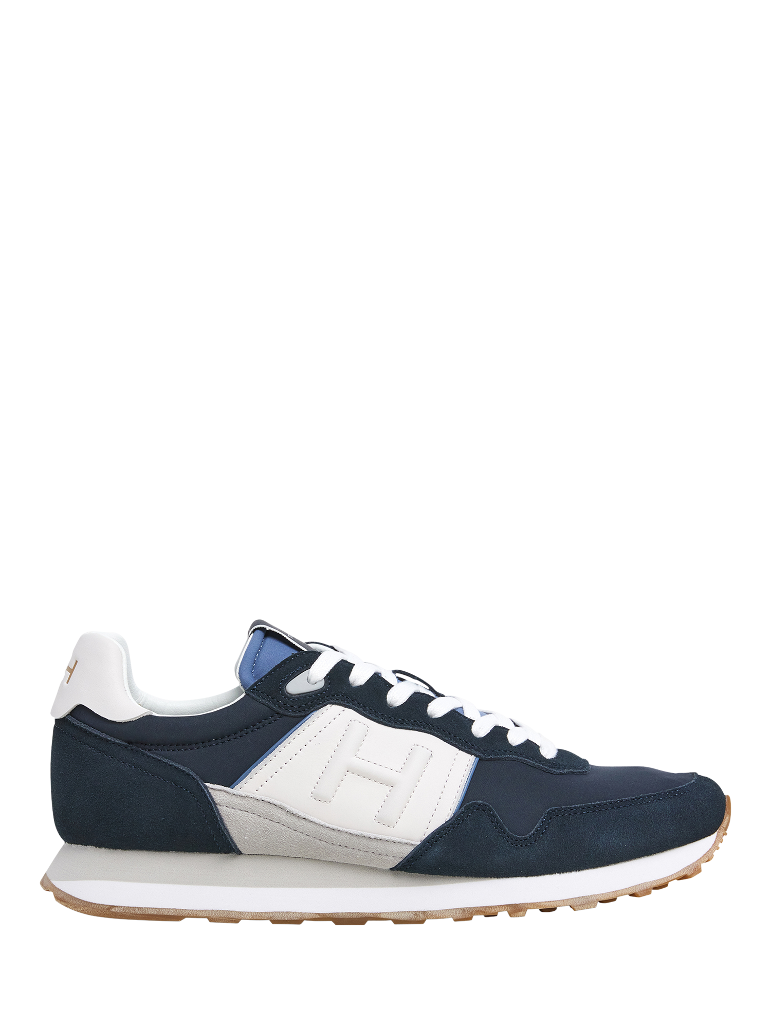 Product image 1 of 6, which shows Hackett London Telfor Match Leather Blend Running Trainers, Marine Blue, 6