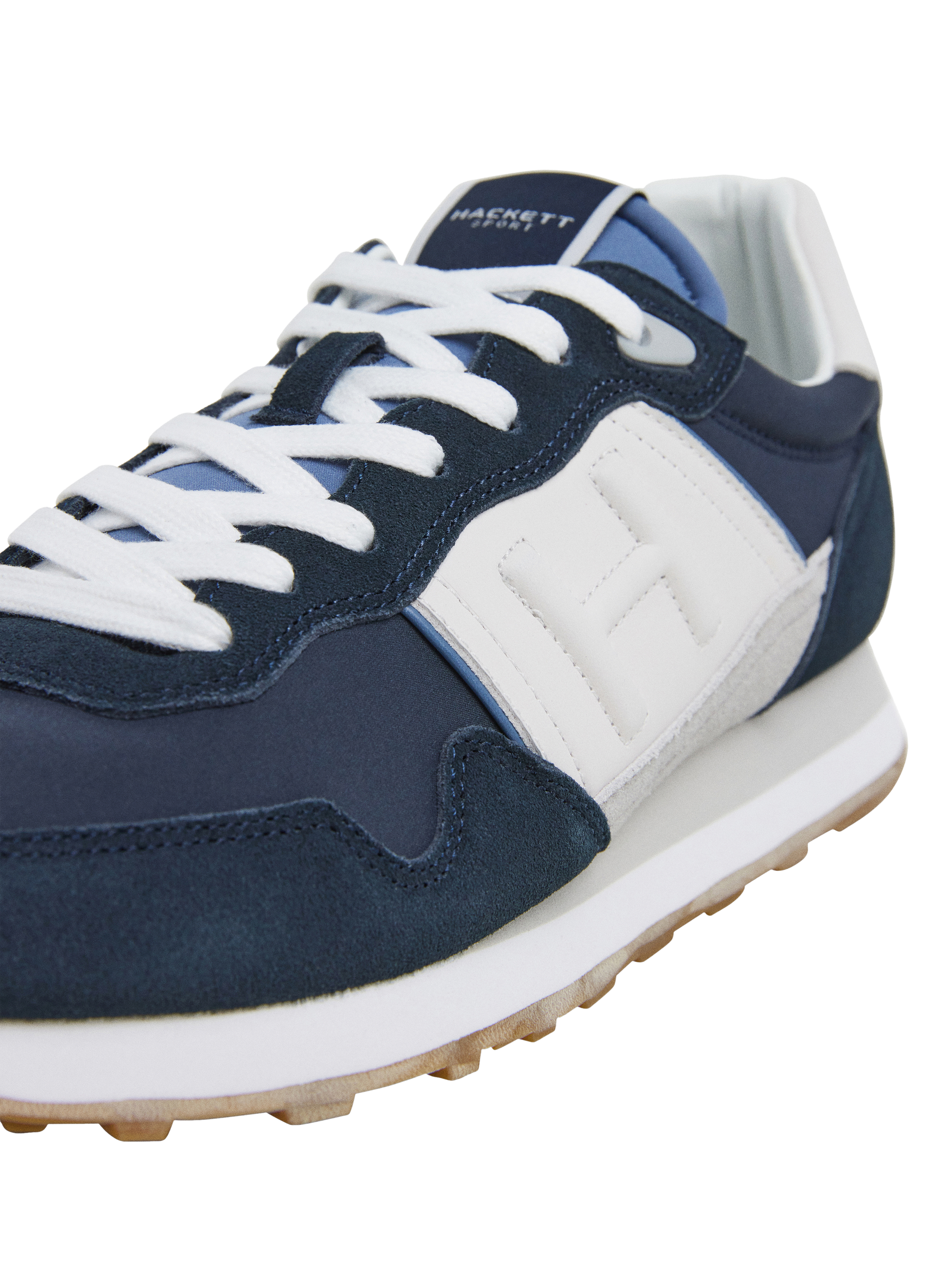 Product image 5 of 6, which shows Hackett London Telfor Match Leather Blend Running Trainers, Marine Blue, 6