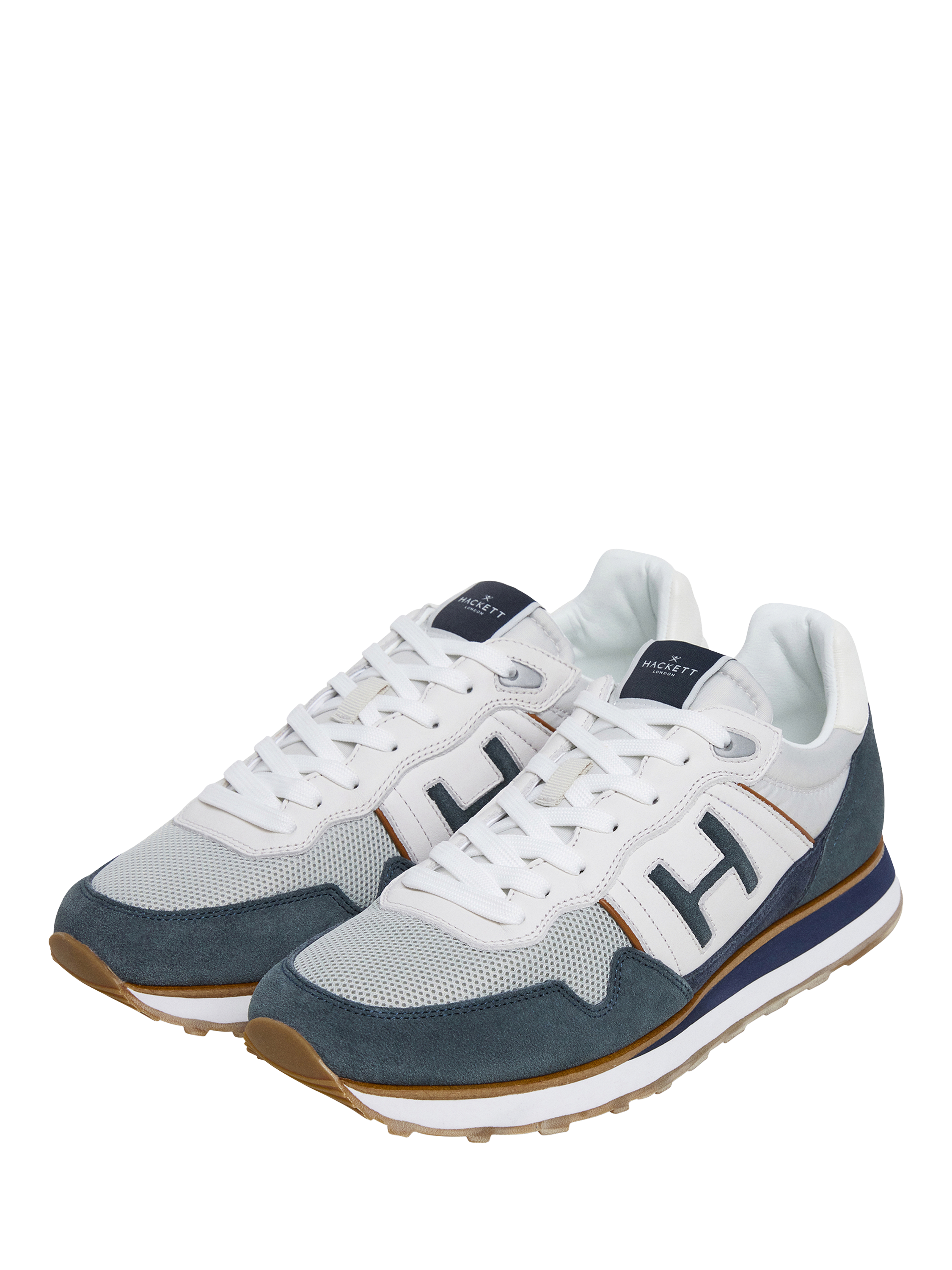 Product image 2 of 6, which shows Hackett London Teflor Leather Blend Running Trainers, Marine Blue, 11