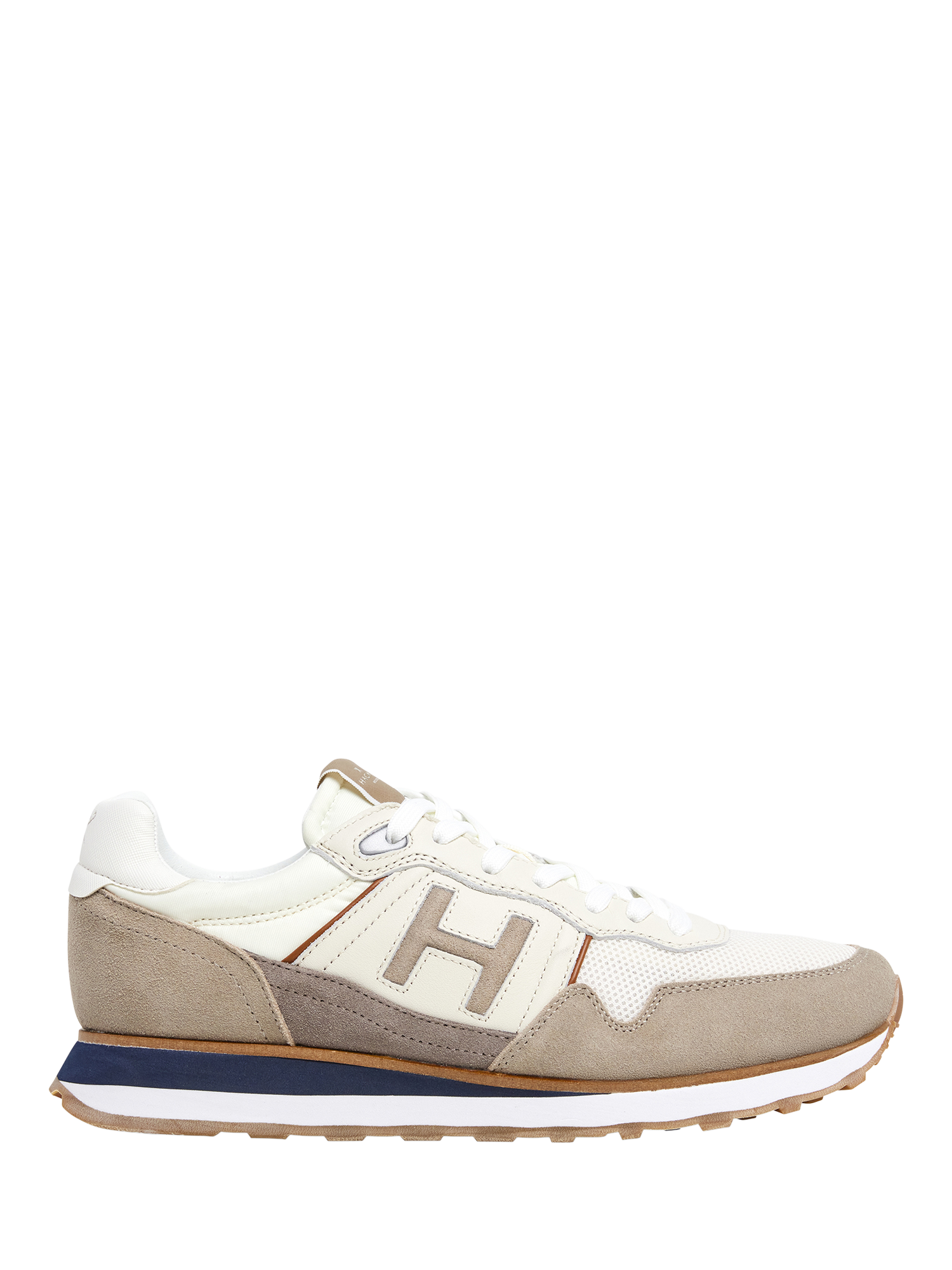 Product image 1 of 6, which shows Hackett London Teflor Leather Blend Running Trainers, Stone Beige, 6