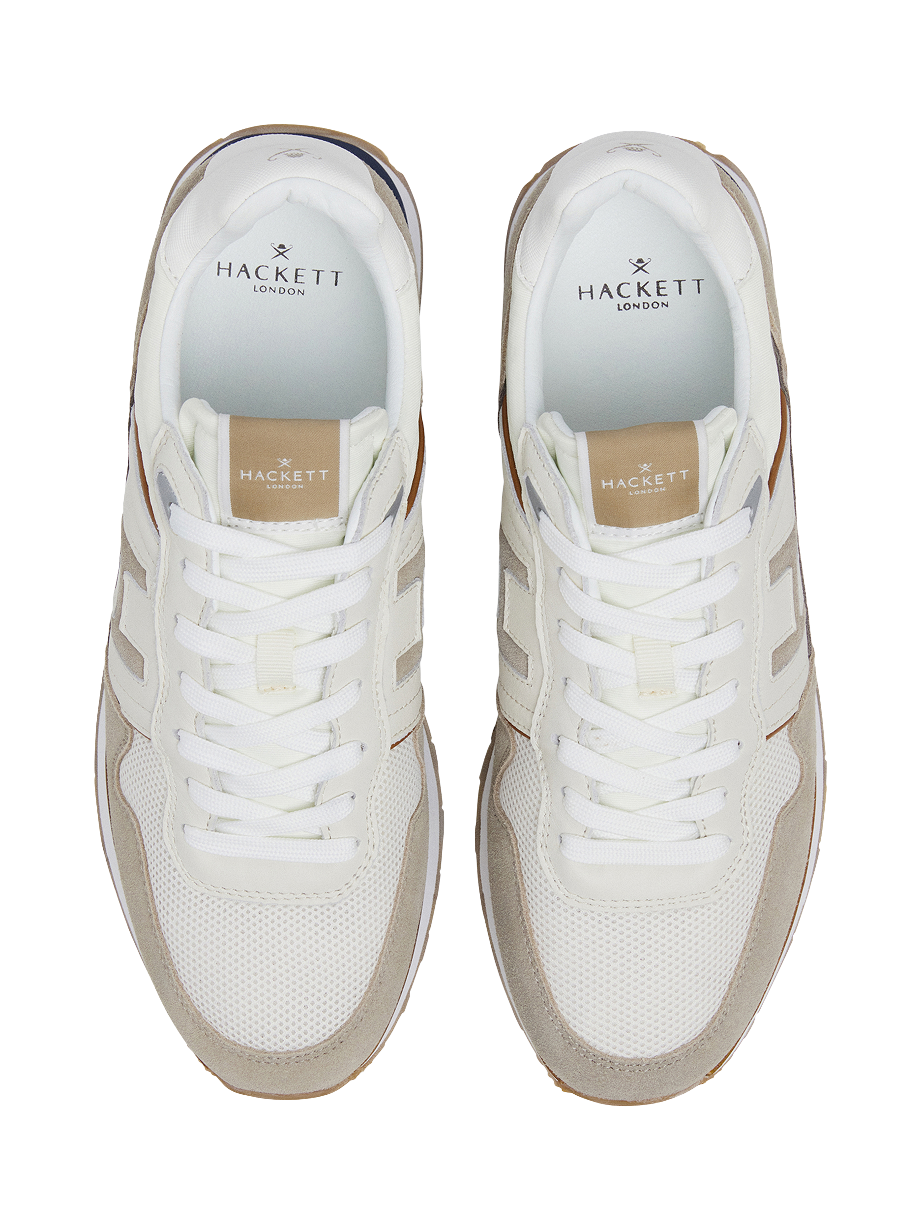Product image 4 of 6, which shows Hackett London Teflor Leather Blend Running Trainers, Stone Beige, 6