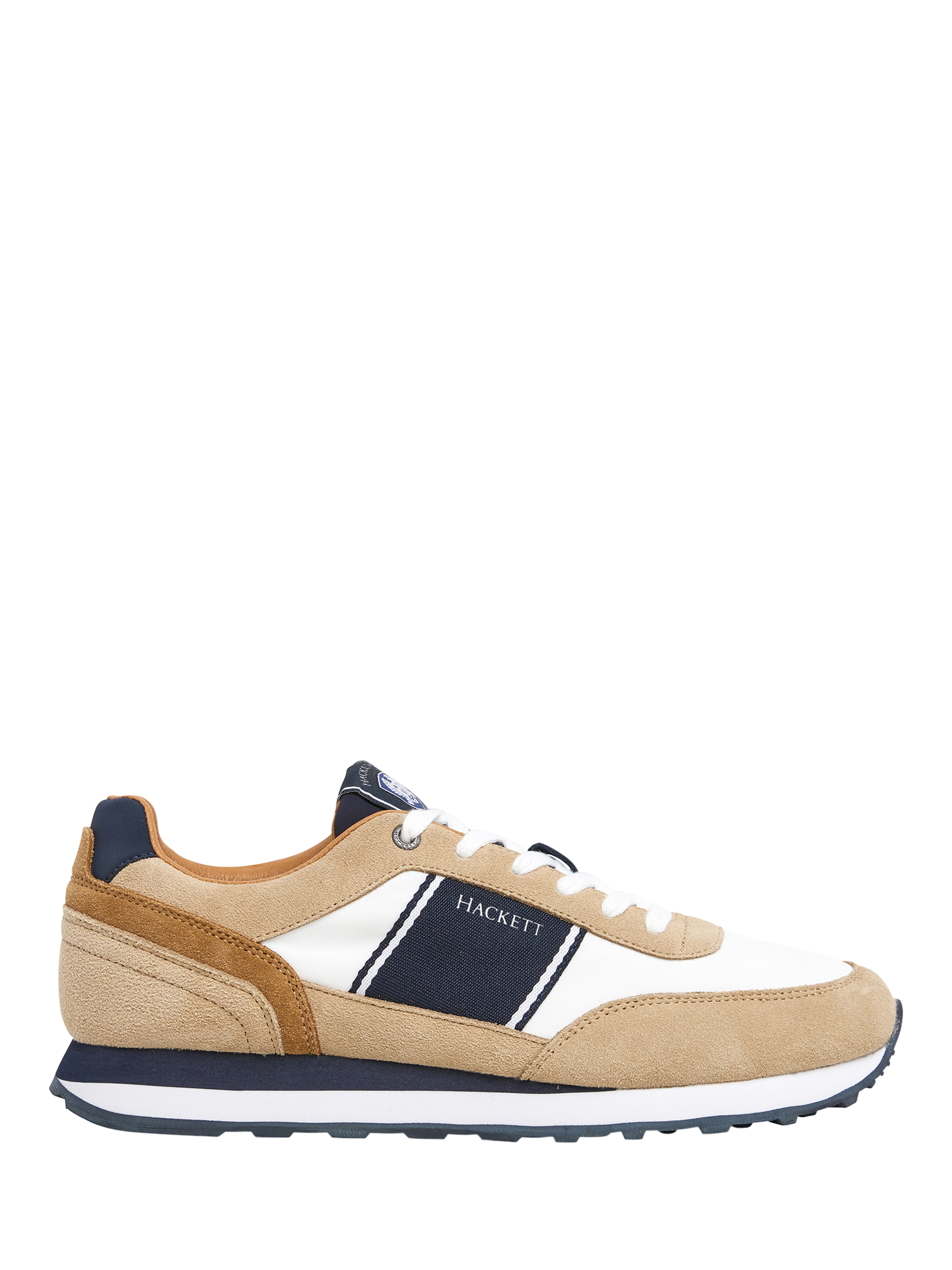 Product image 1 of 6, which shows Hackett London Hendfor Classic Suede Blend Running Trainers, Sand Beige, 6