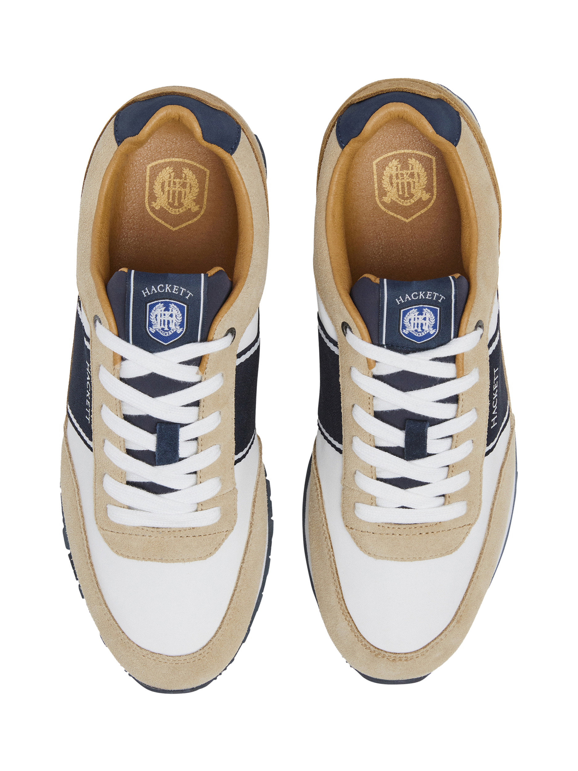Product image 4 of 6, which shows Hackett London Hendfor Classic Suede Blend Running Trainers, Sand Beige, 6