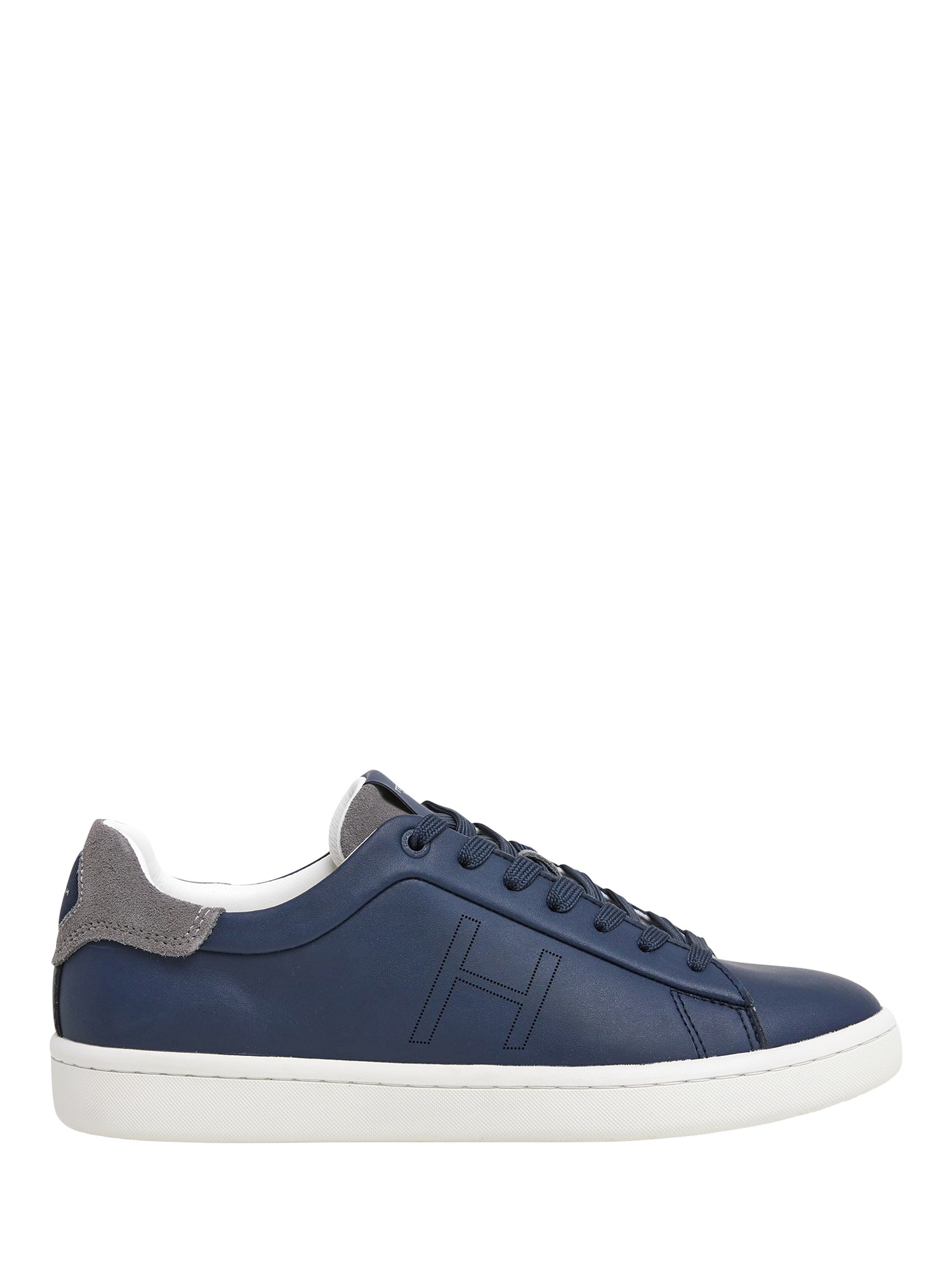 Product image 1 of 6, which shows Hackett London Bond Minimal Leather Trainers, Marine Blue, 6