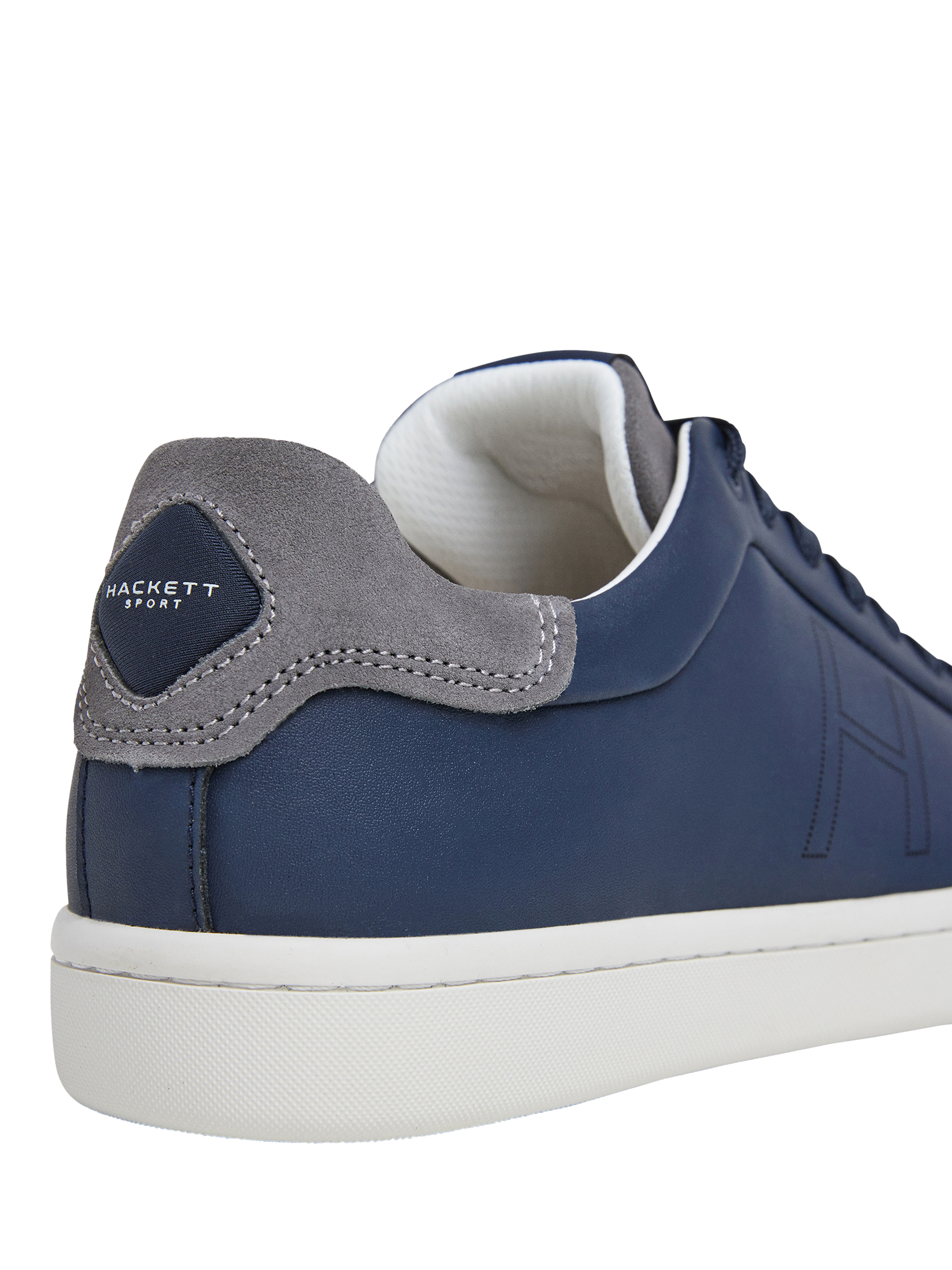 Product image 4 of 6, which shows Hackett London Bond Minimal Leather Trainers, Marine Blue, 6