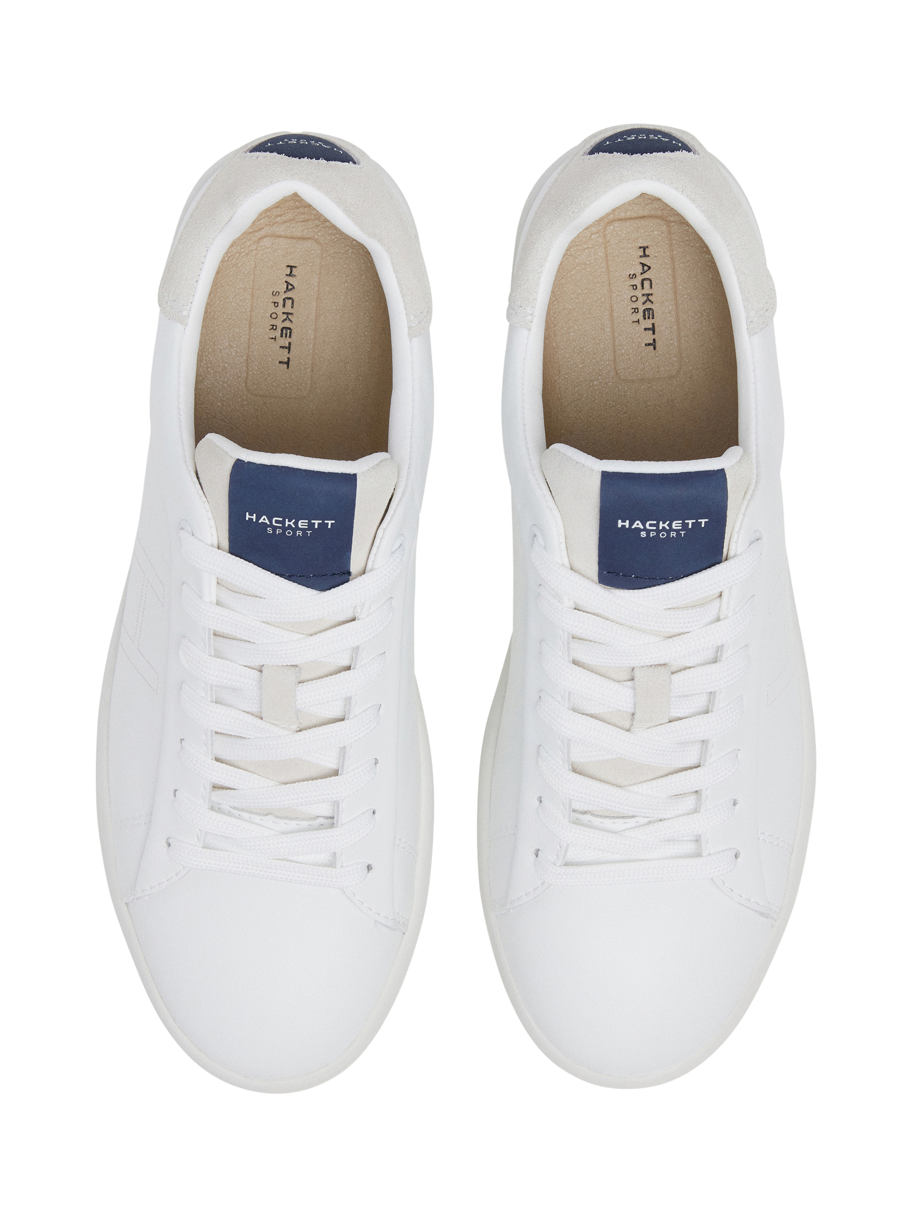Product image 3 of 6, which shows Hackett London Bond Minimal Leather Trainers, White, 6