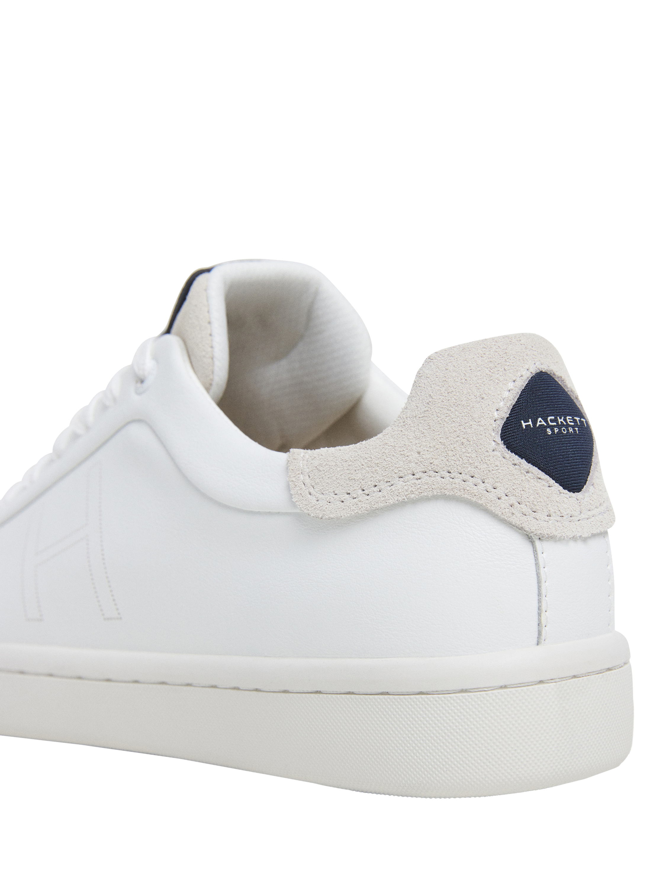 Product image 4 of 6, which shows Hackett London Bond Minimal Leather Trainers, White, 6