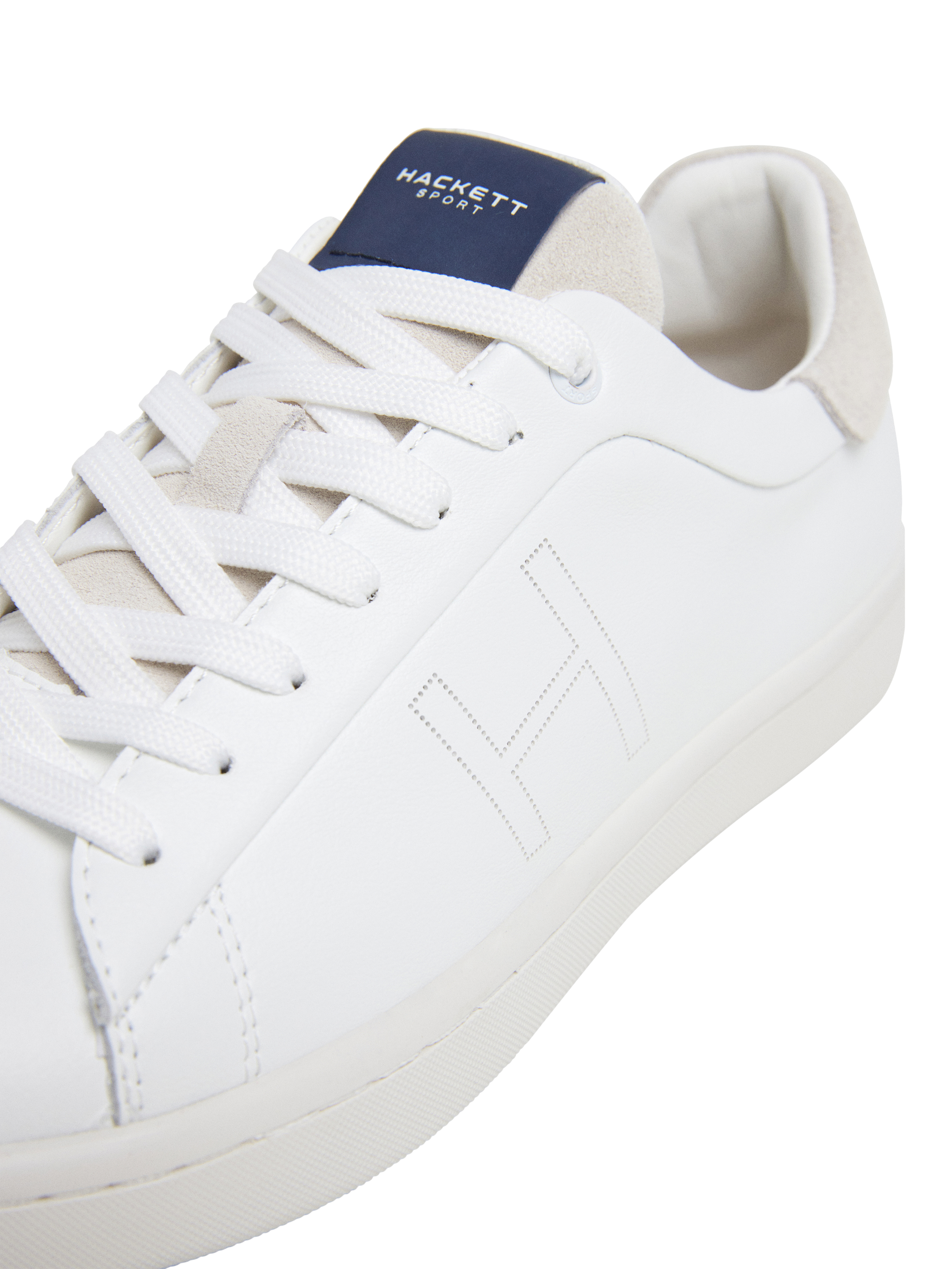 Product image 5 of 6, which shows Hackett London Bond Minimal Leather Trainers, White, 6