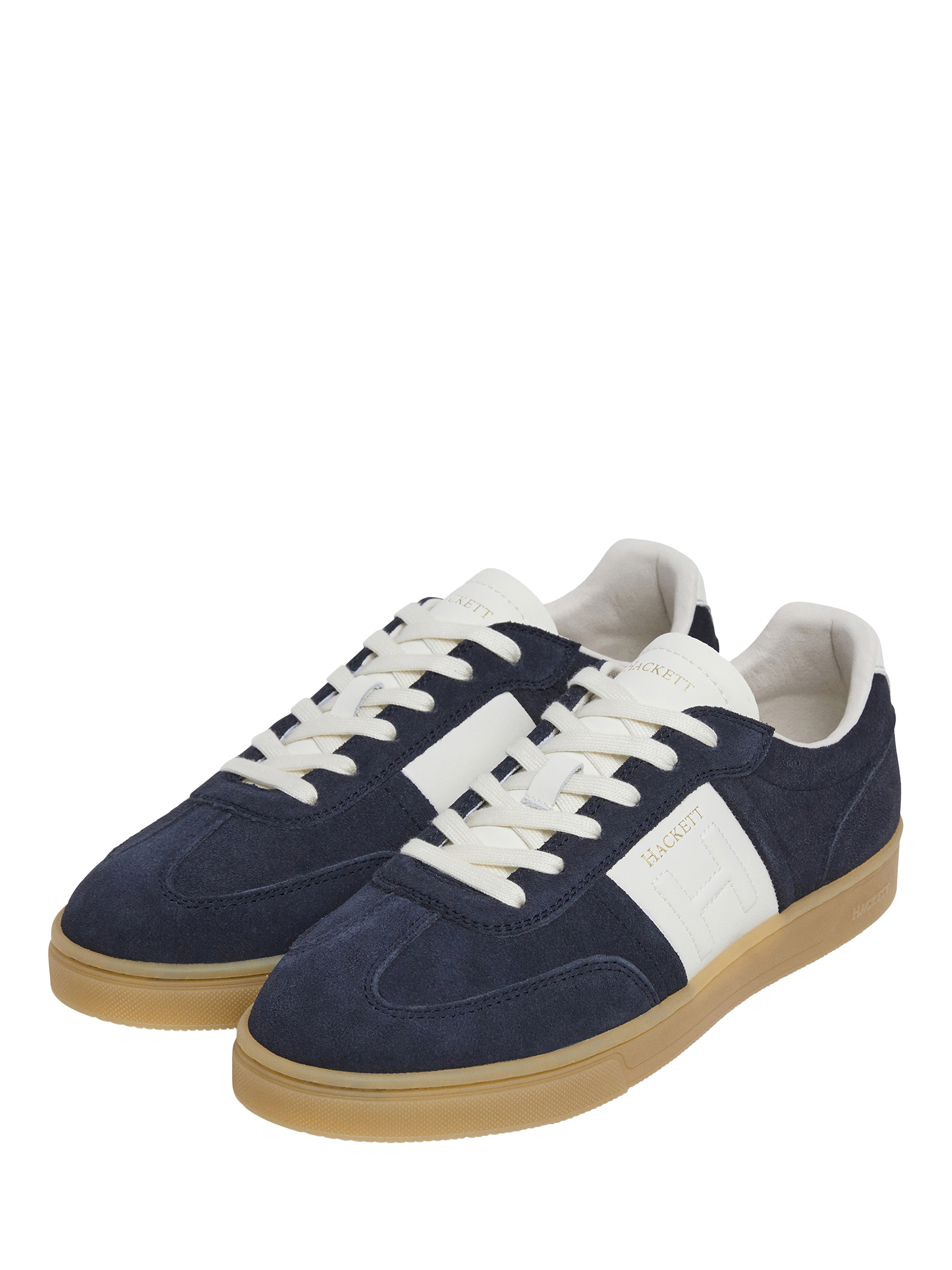 Product image 2 of 6, which shows Hackett London Harper Heritage Suede Trainers, Navy, 6