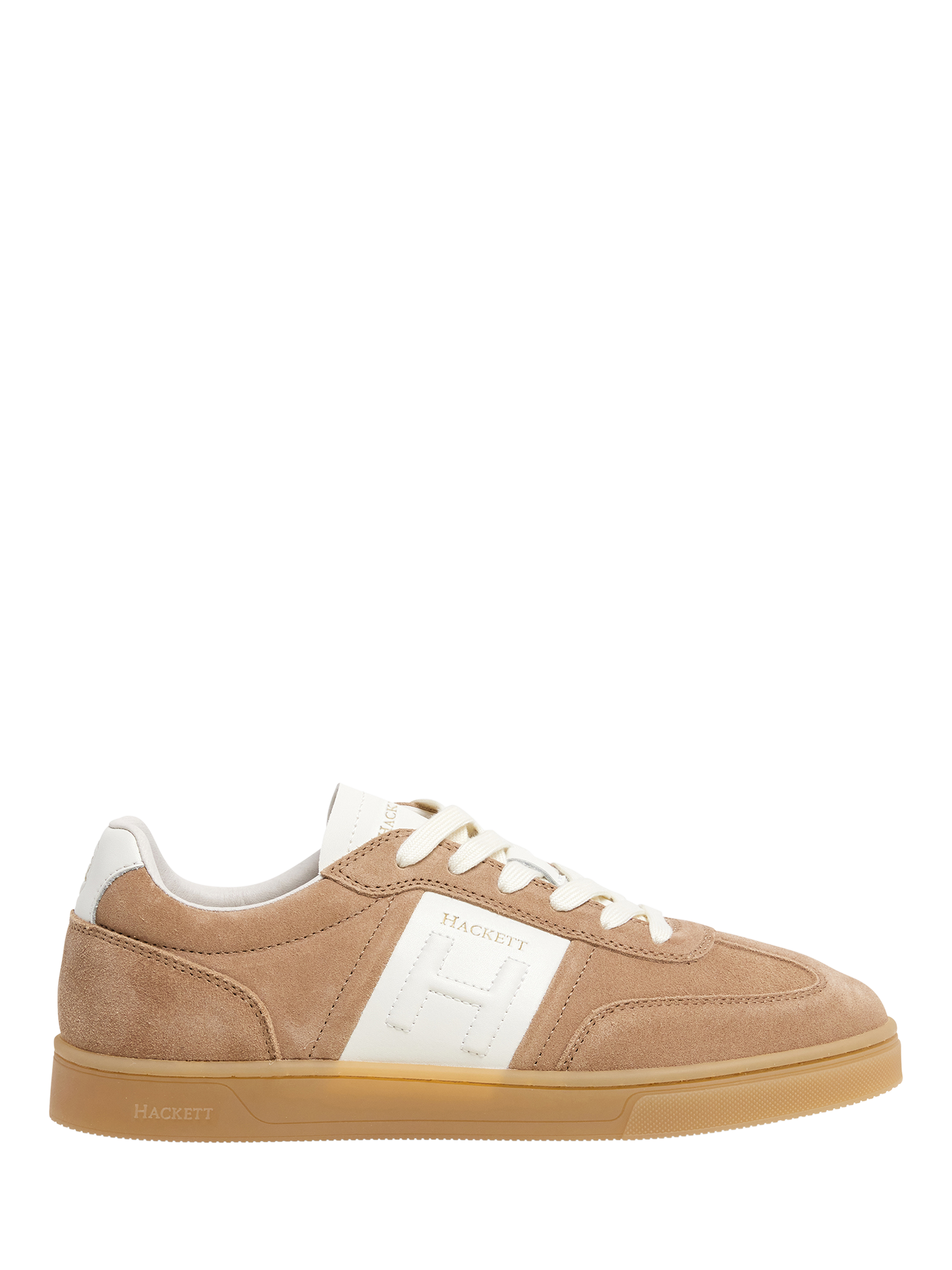 Product image 1 of 6, which shows Hackett London Harper Heritage Suede Trainers, Sand Beige, 6