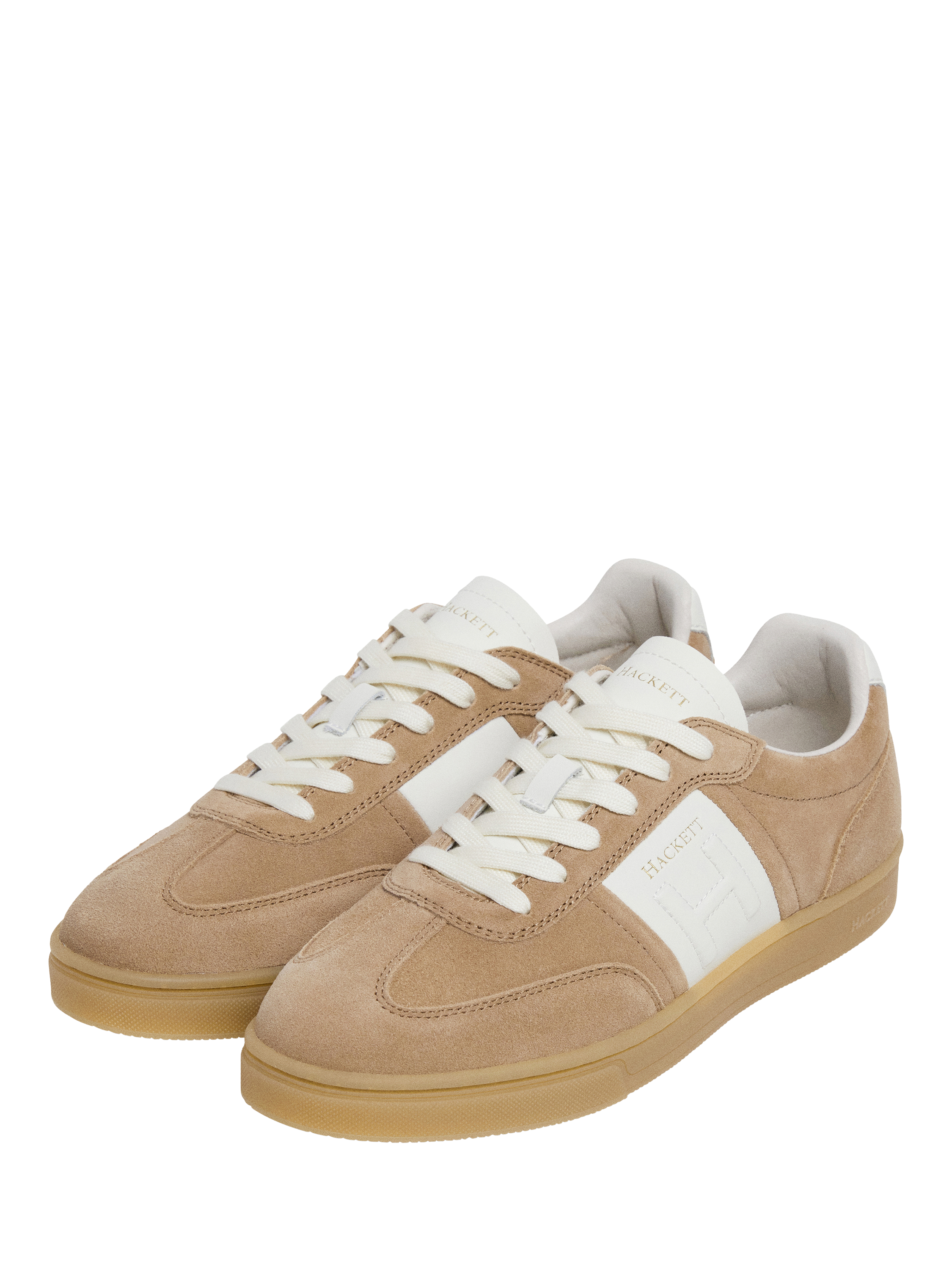 Product image 2 of 6, which shows Hackett London Harper Heritage Suede Trainers, Sand Beige, 6