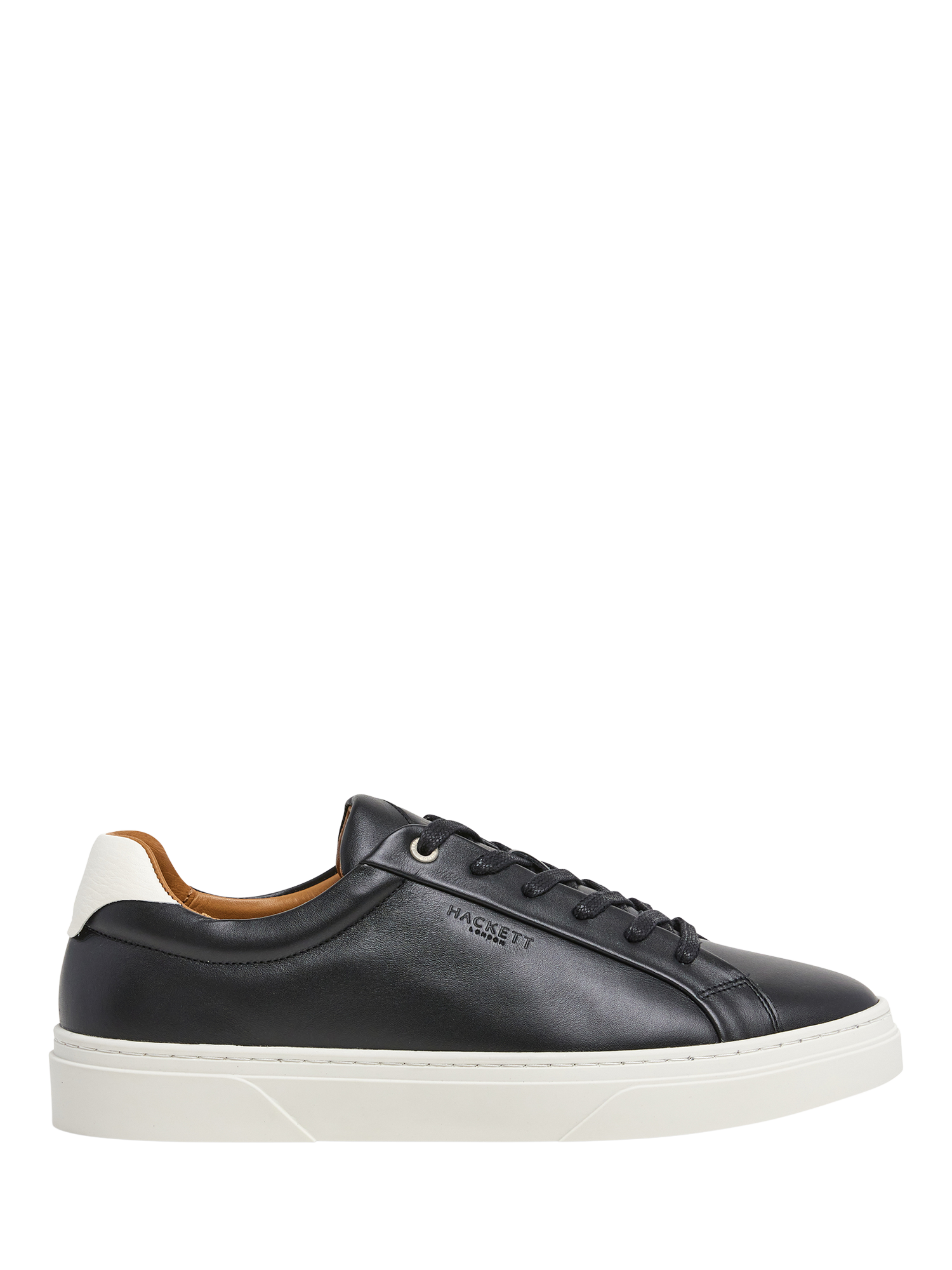 Product image 1 of 6, which shows Hackett London Hackney Lace Up Leather Trainers, Black, 6