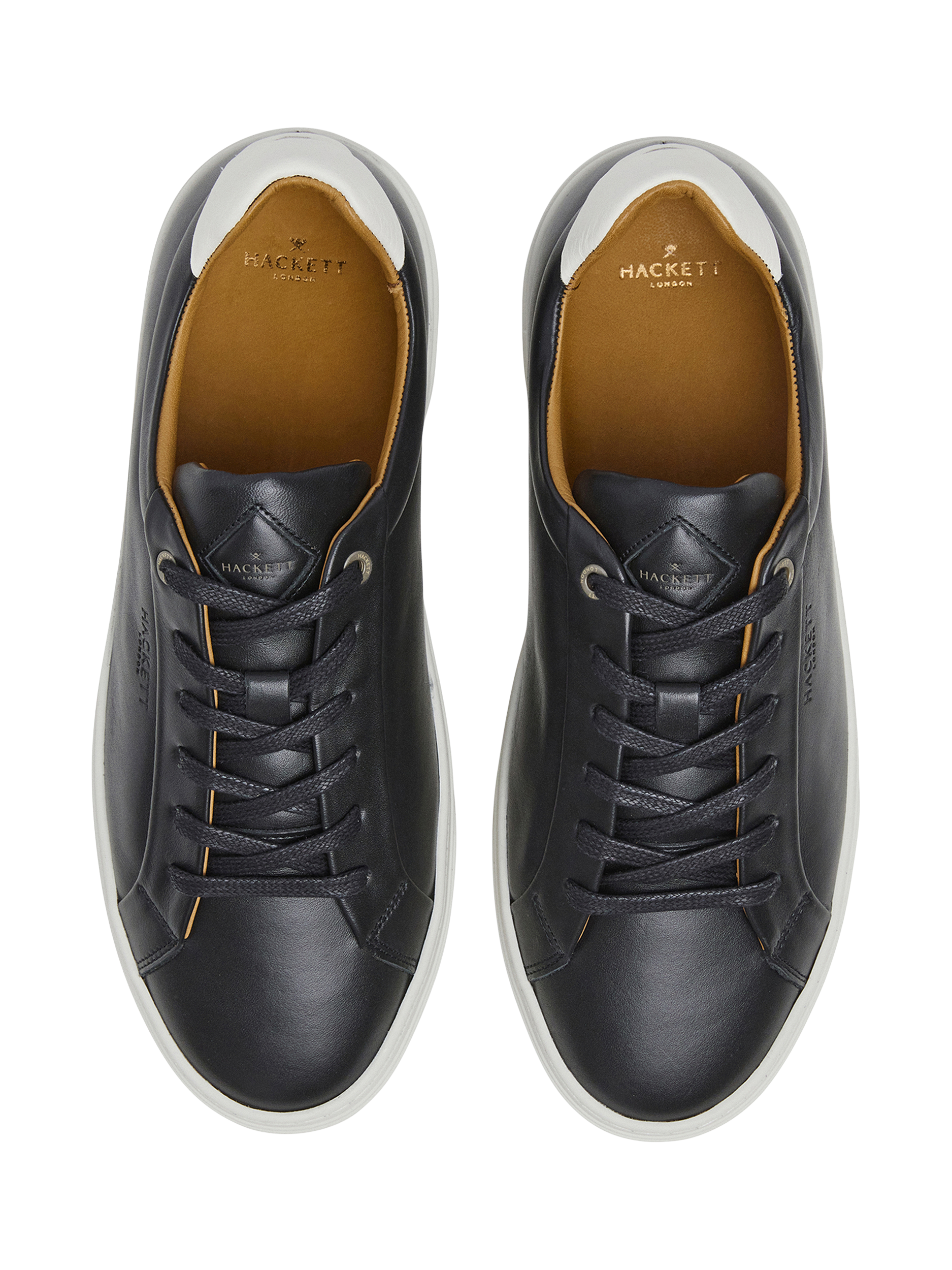 Product image 3 of 6, which shows Hackett London Hackney Lace Up Leather Trainers, Black, 6