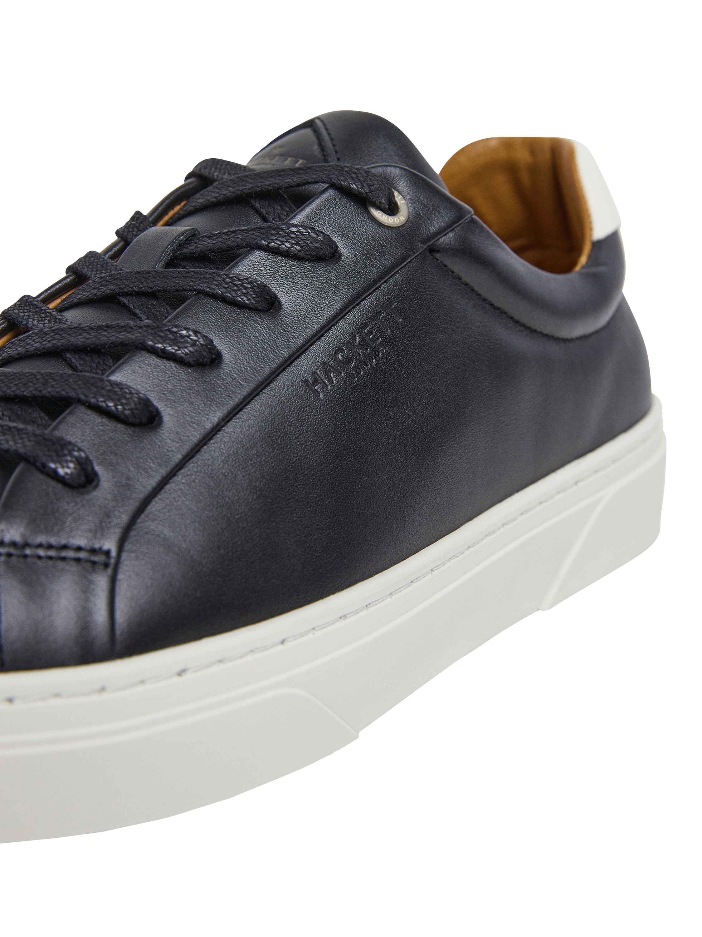 Product image 5 of 6, which shows Hackett London Hackney Lace Up Leather Trainers, Black, 6