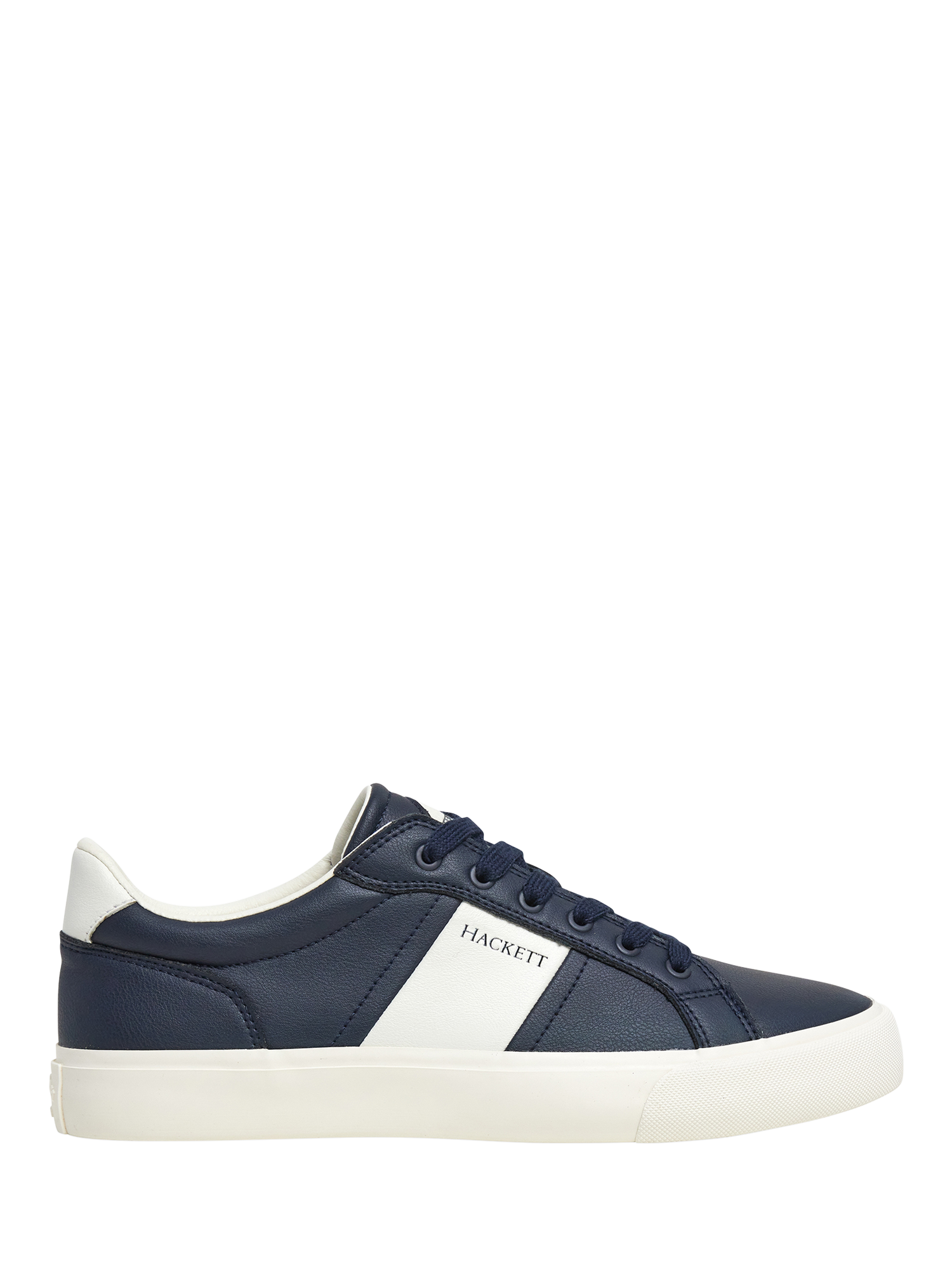 Product image 1 of 6, which shows Hackett London Blake Mix Faux Leather Trainers, Navy, 11