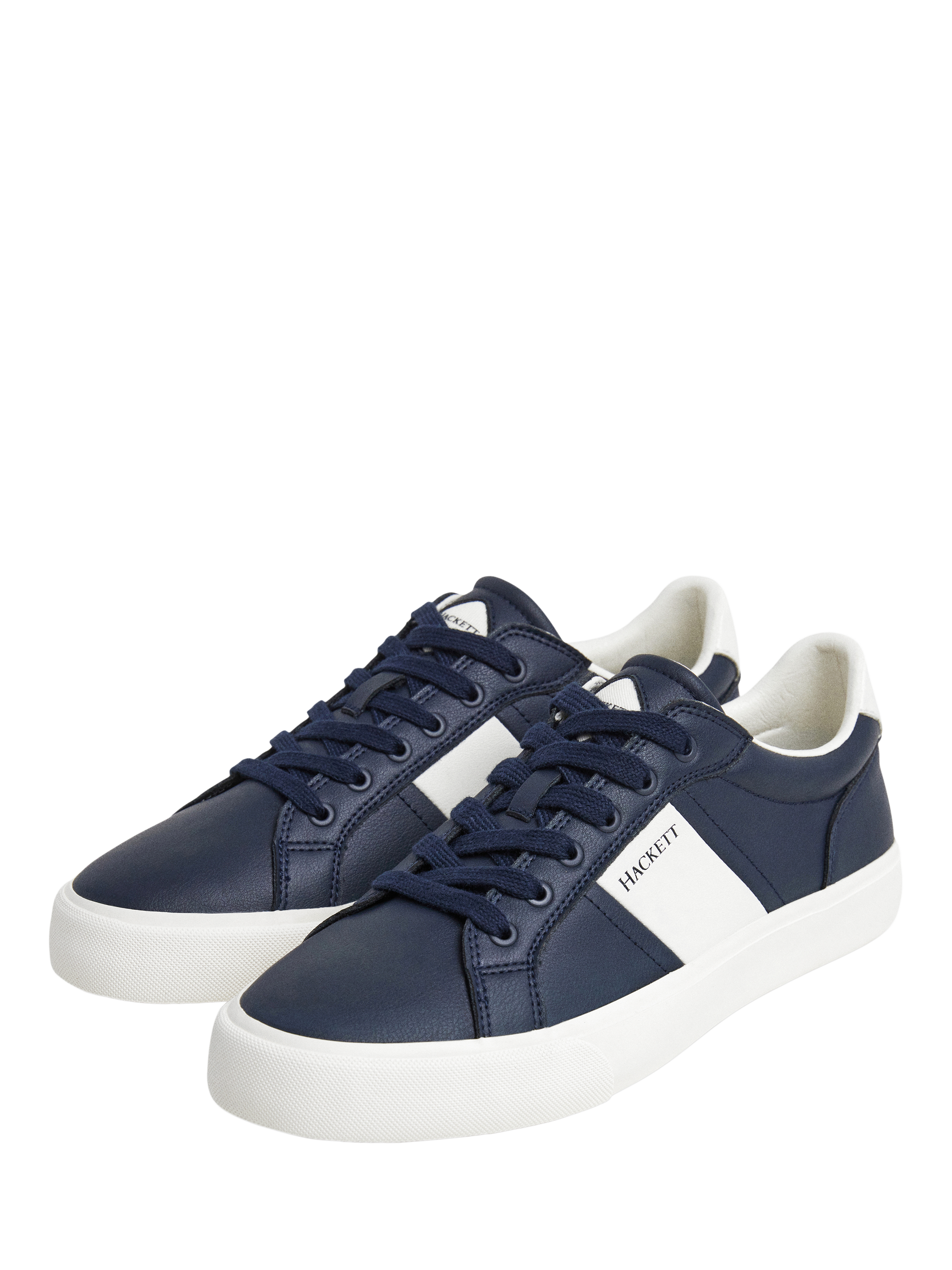 Product image 2 of 6, which shows Hackett London Blake Mix Faux Leather Trainers, Navy, 11